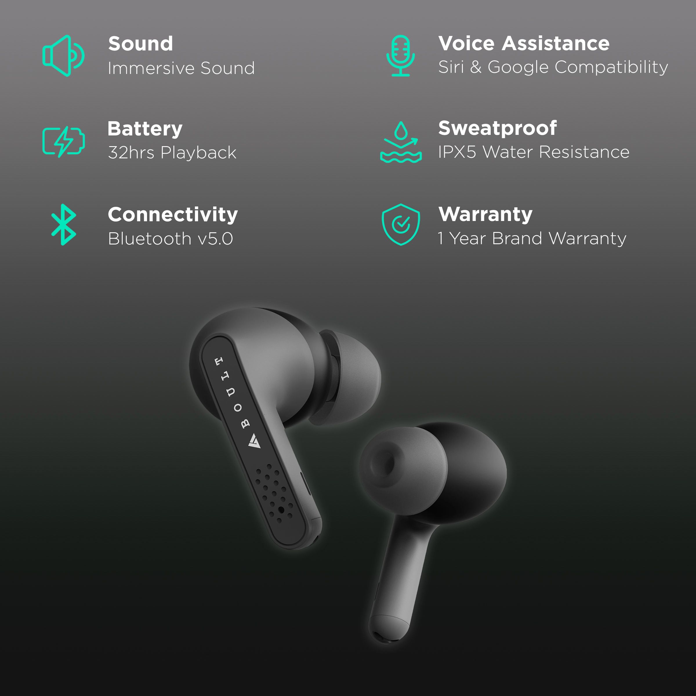 GOBOULT AirBass GearPods BA-RD-GearPods In-Ear Truly Wireless Earbuds With Mic (Bluetooth 5.0, Touch Control, Black) GOBOULT AirBass GearPods BA-RD-GearPods In-Ear Truly Wireless Earbuds With Mic (Bluetooth 5.0, Touch Control, Black)_2