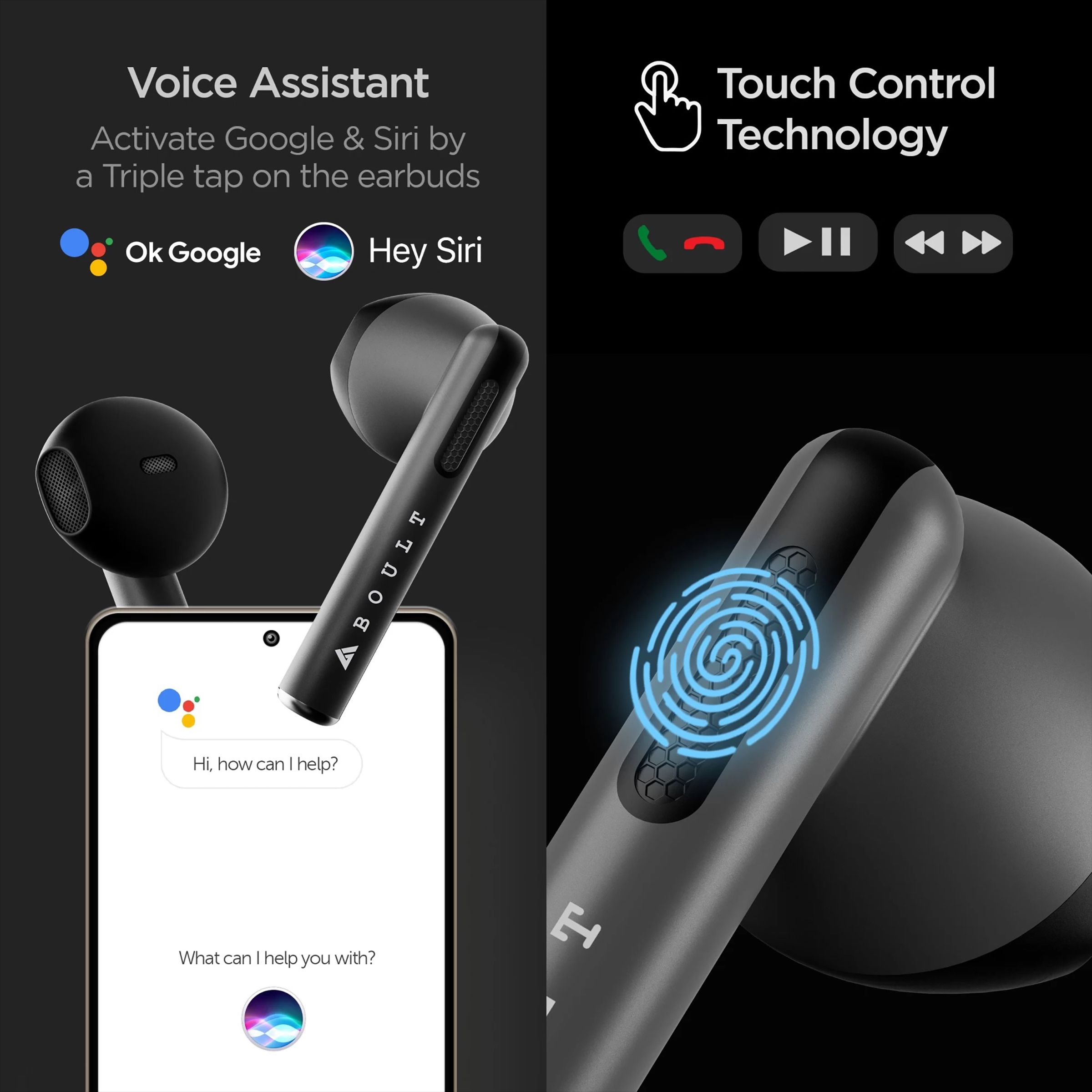 GOBOULT AirBass XPods BA-RD-XPods In-Ear Truly Wireless Earbuds With Mic (Bluetooth 5.0, Touch Control, Black) GOBOULT AirBass XPods BA-RD-XPods In-Ear Truly Wireless Earbuds With Mic (Bluetooth 5.0, Touch Control, Black)_6