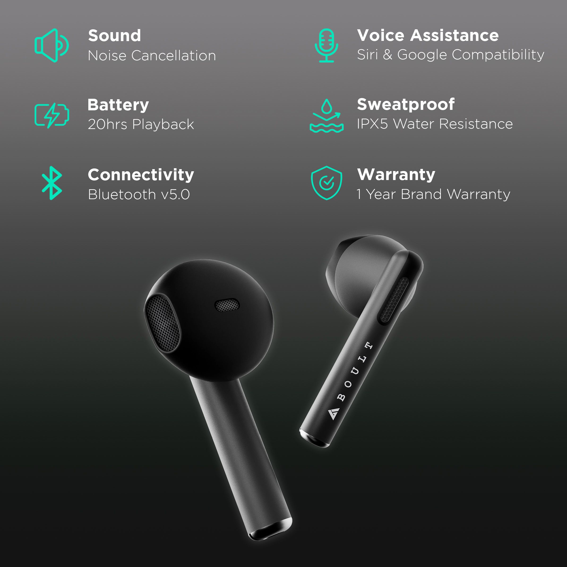 GOBOULT AirBass XPods BA-RD-XPods In-Ear Truly Wireless Earbuds With Mic (Bluetooth 5.0, Touch Control, Black) GOBOULT AirBass XPods BA-RD-XPods In-Ear Truly Wireless Earbuds With Mic (Bluetooth 5.0, Touch Control, Black)_2