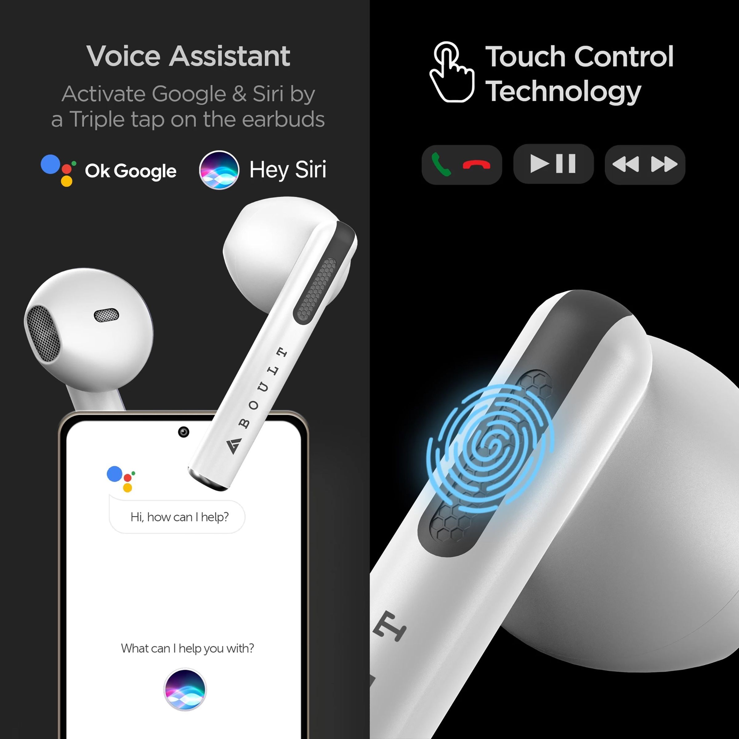 GOBOULT AirBass XPods BA-RD-XPods In-Ear Truly Wireless Earbuds With Mic (Bluetooth 5.0, Touch Control, White)_4