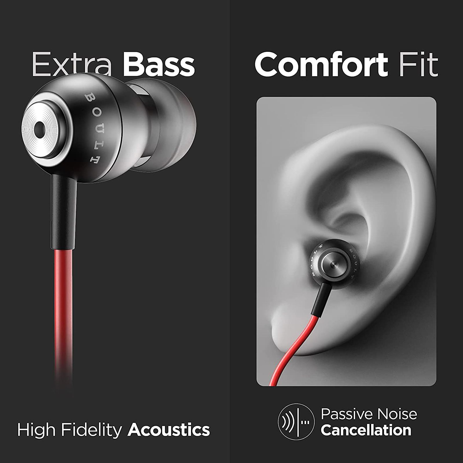 GOBOULT Bassbuds StormX BA-RD-StormX In-Ear Wired  Earphone with Mic (Deep Bass, Red)_5
