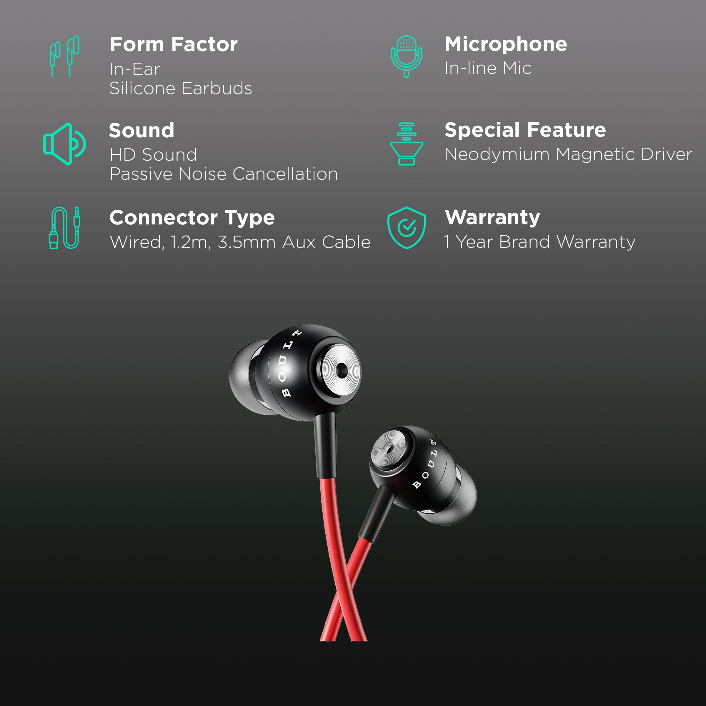GOBOULT Bassbuds StormX BA-RD-StormX In-Ear Wired  Earphone with Mic (Deep Bass, Red)_2