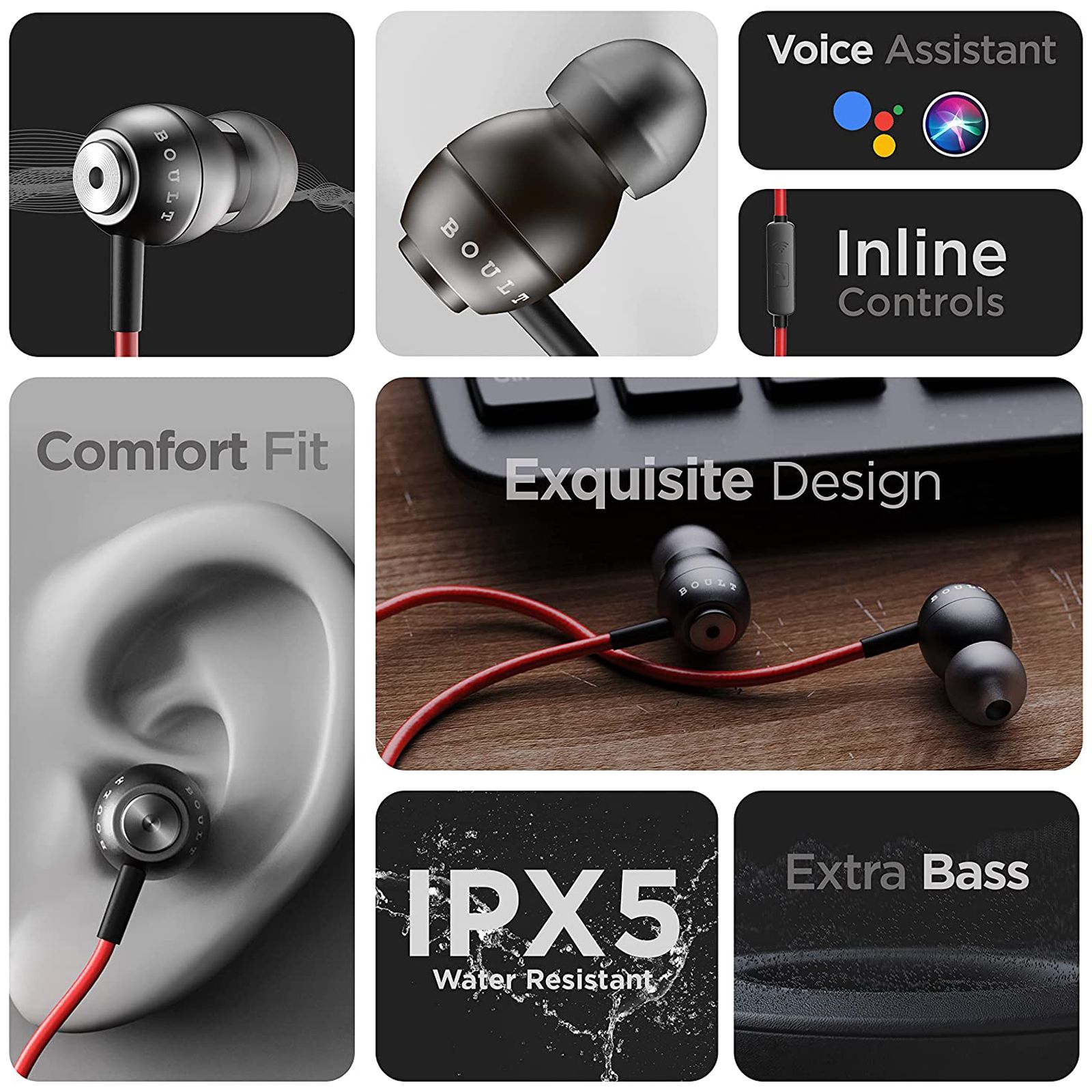 GOBOULT Bassbuds StormX BA-RD-StormX In-Ear Wired  Earphone with Mic (Deep Bass, Red)_4