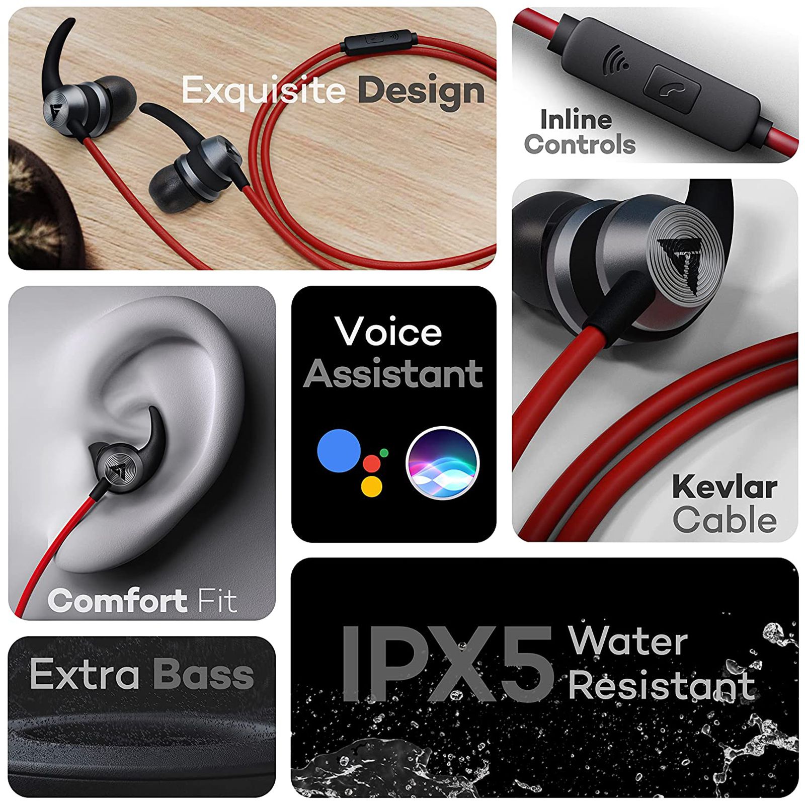 GOBOULT Bassbuds X1 BA-RD-X1 In-Ear Wired  Earphone with Mic (Extra Bass, Red)_5