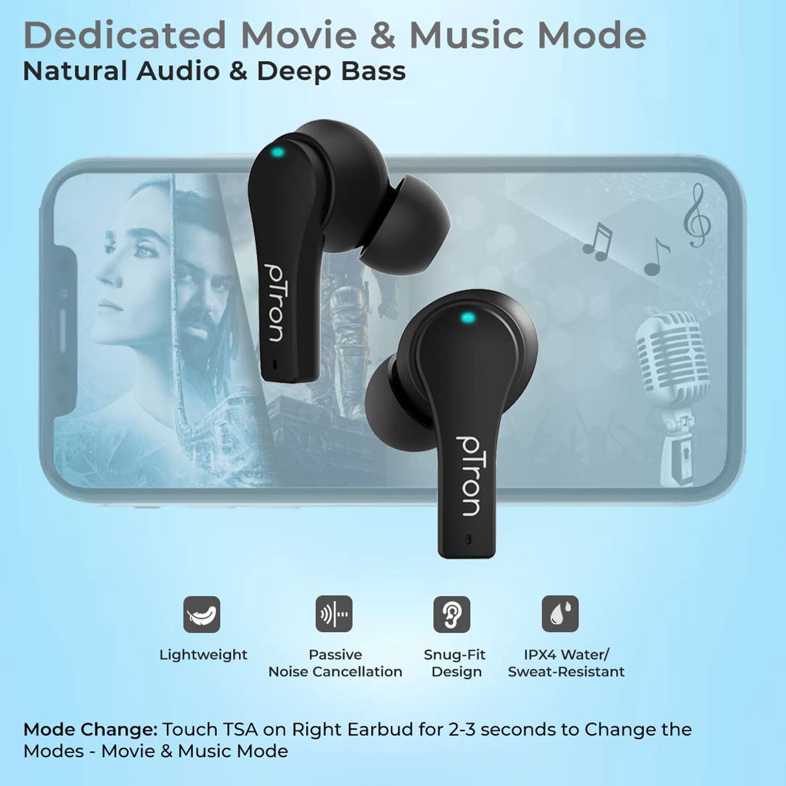 pTron Bassbuds Tango 140318134 TWS Earbuds with Environmental Noise Cancellation (IPX4 Sweat & Water Resistant, 40 Hours Playback, Black) pTron Bassbuds Tango 140318134 TWS Earbuds with Environmental Noise Cancellation (IPX4 Sweat & Water Resistant, 40 Hours Playback, Black)_3
