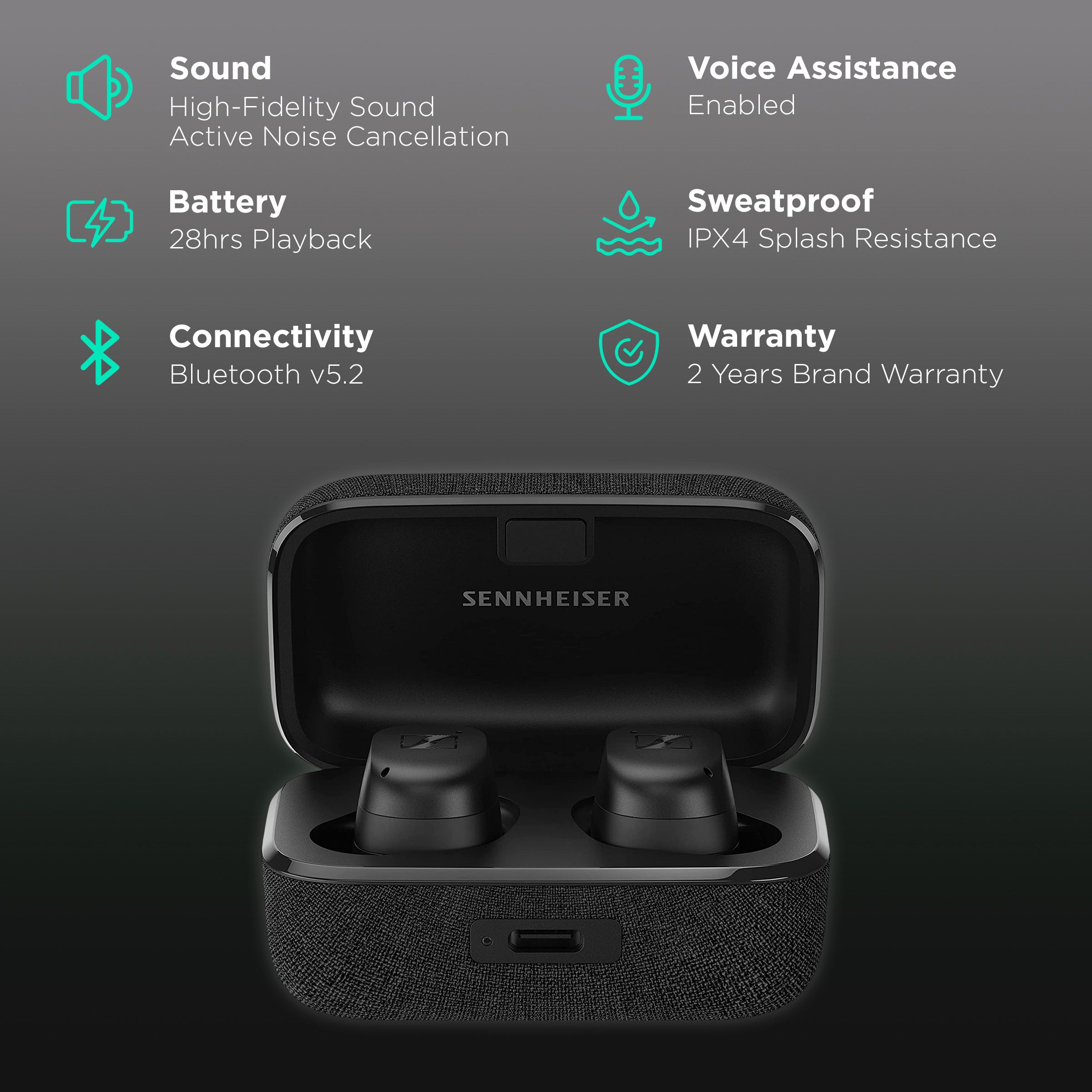 SENNHEISER MTW3 TWS Earbuds with Active Noise Cancellation (IPX4 Splash Resistant, 28 Hours Playback, Black) SENNHEISER MTW3 TWS Earbuds with Active Noise Cancellation (IPX4 Splash Resistant, 28 Hours Playback, Black)_2