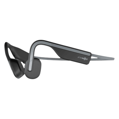 AfterShokz OpenMove Bone Conduction Bluetooth Headphone with Noise Isolation (IP55 Water Resistant, Deep Bass, Grey)