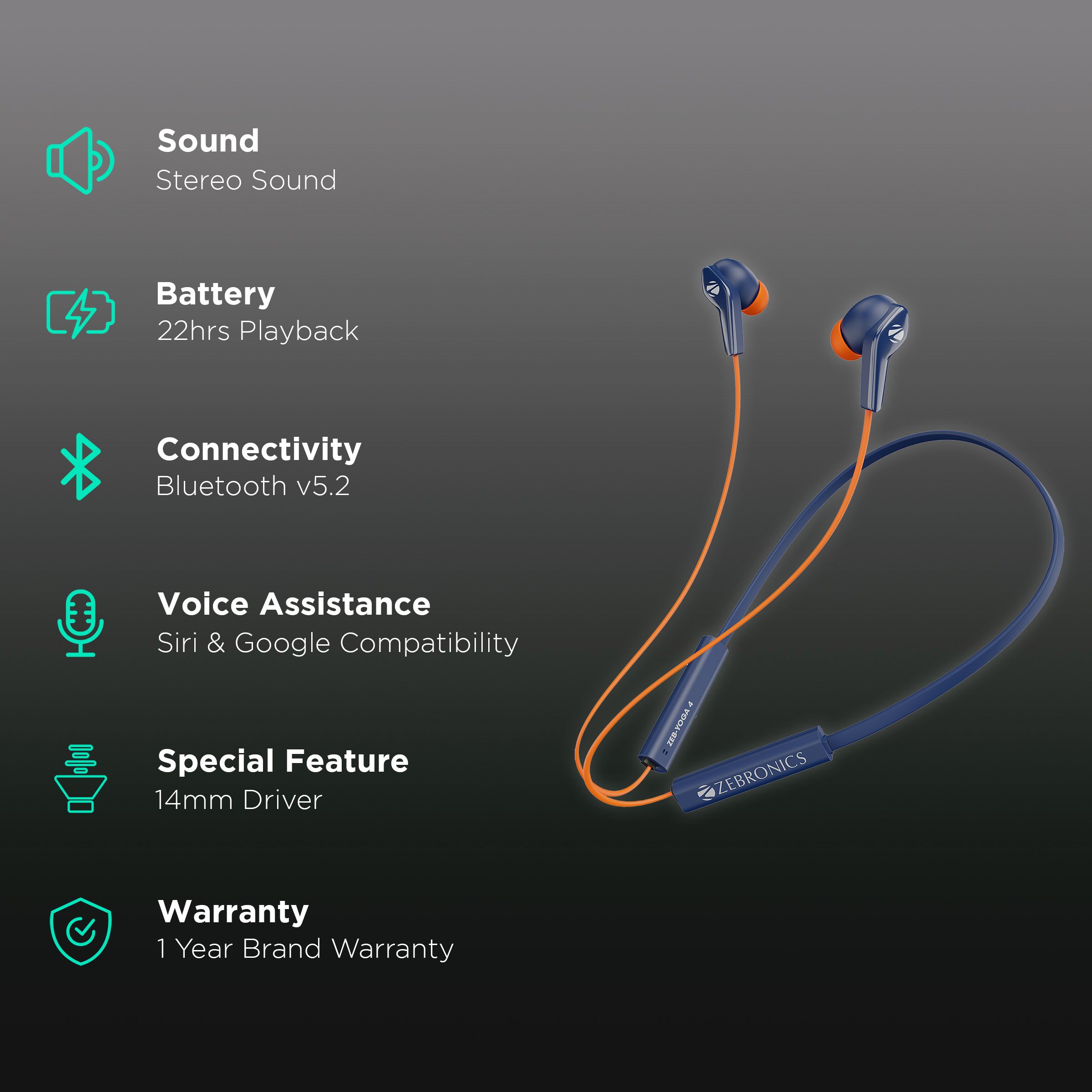 ZEBRONICS Yoga 4 In-Ear Wireless Earphone with Mic (Bluetooth 5.2, Voice Assistant Support, Blue)_2