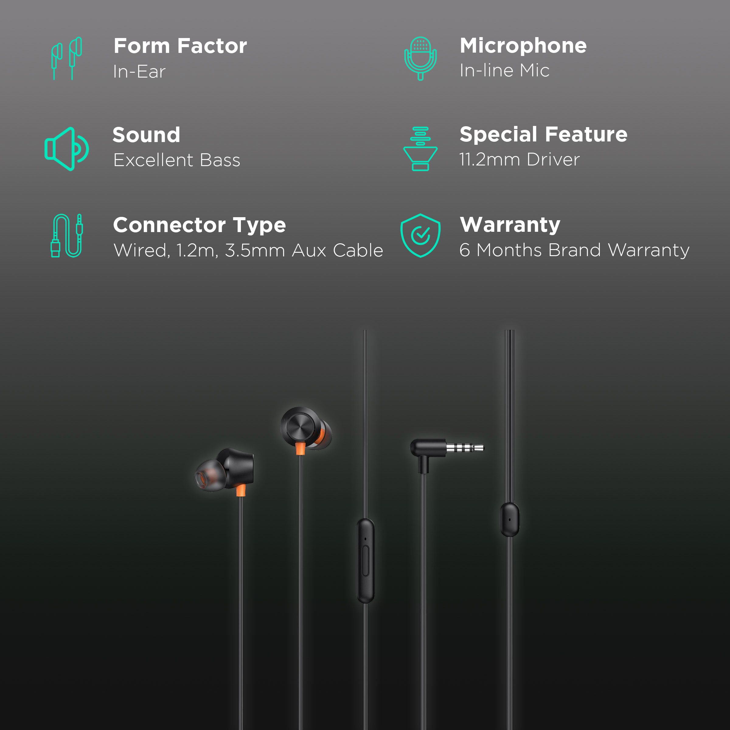 DIZO by realme TechLife DA2106 Wired Earphone with Mic (In Ear, Black)_2