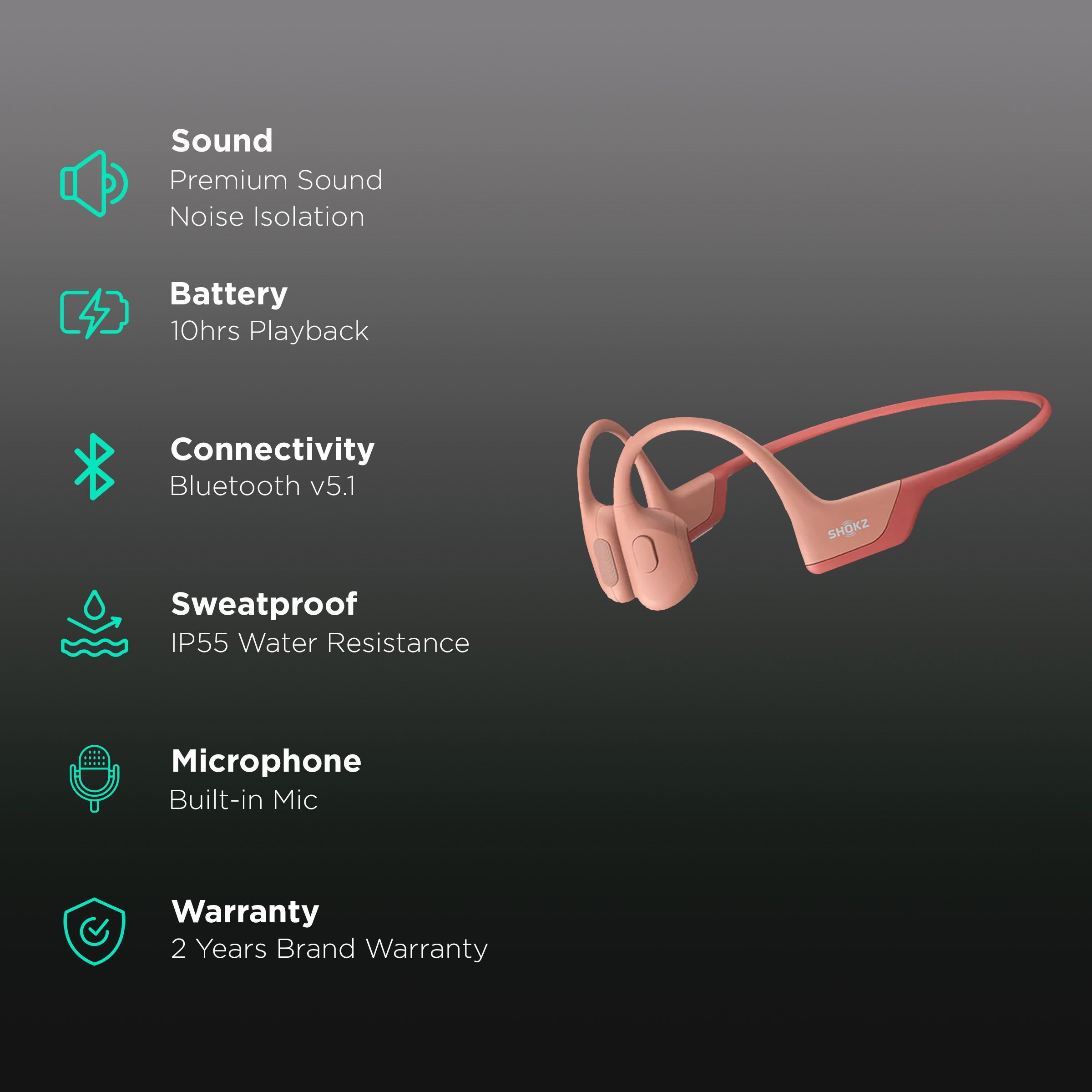 SHOKZ OpenRun Pro Bone Conduction Bluetooth Headphone with Noise Isolation (IP55 Water Resistant, Premium Sound, Pink)_2