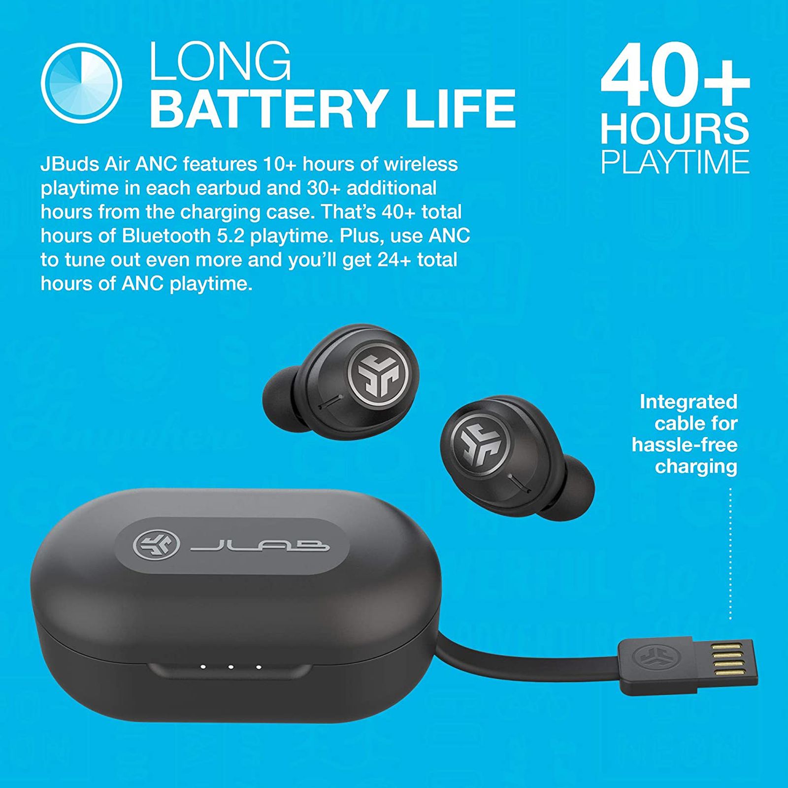 JLAB JBuds Air IEUEBJBAIRANCRBLK8 TWS Earbuds with Active Noise Cancellation (IP55 Water & Sweat Resistant, 40 Hours Playback, Black)_6