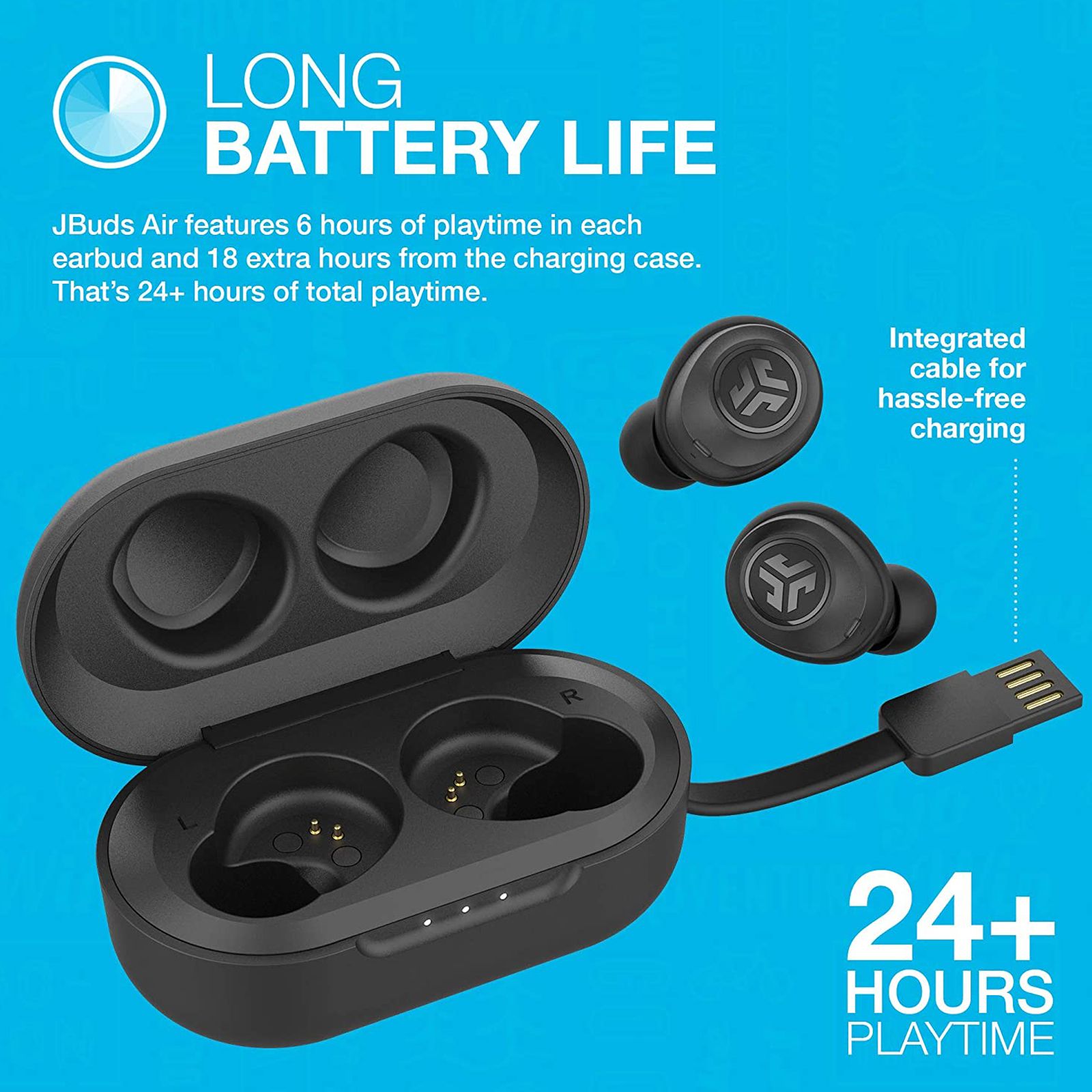 JLAB JBuds Air True IEUEBJBUDSAIRRBLK8 TWS Earbuds (IPX4 Sweat & Water Resistant, 32 Hours Playback, Black) JLAB JBuds Air True IEUEBJBUDSAIRRBLK8 TWS Earbuds (IPX4 Sweat & Water Resistant, 32 Hours Playback, Black)_5