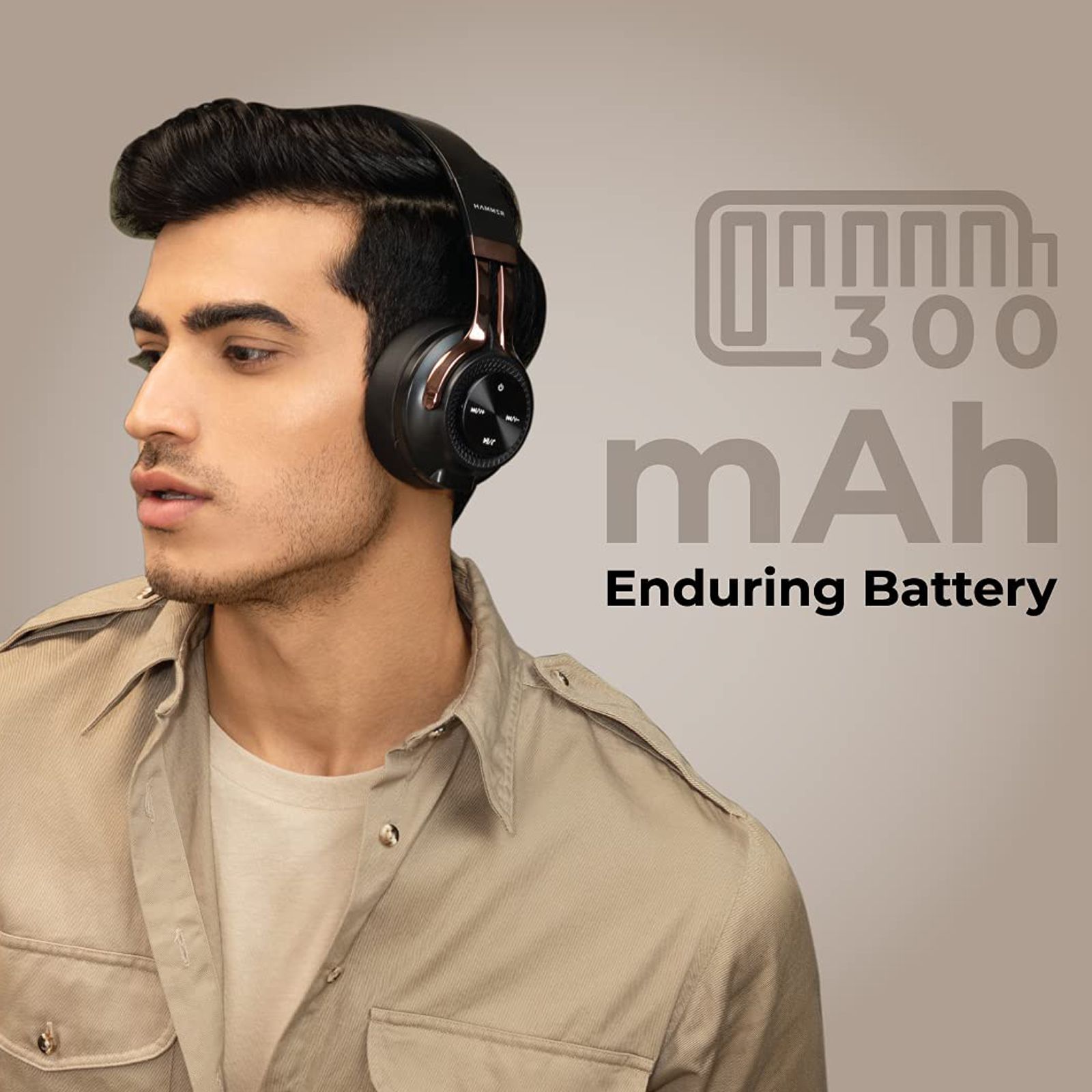 HAMMER Bash Bluetooth Headset with Mic (8 Hours Playback, On Ear, Black)_6