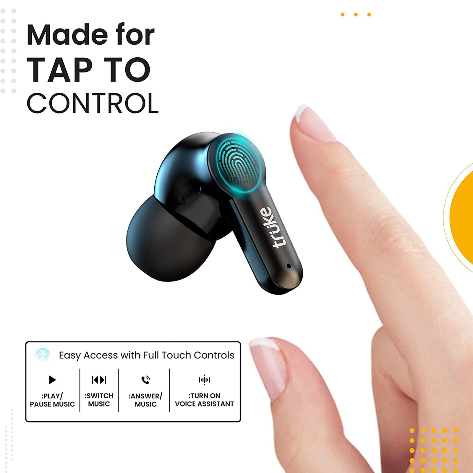 truke Buds Q1 E21 TWS Earbuds (IPX4 Sweat Resistant, 60 Hours Playtime, Black)_5