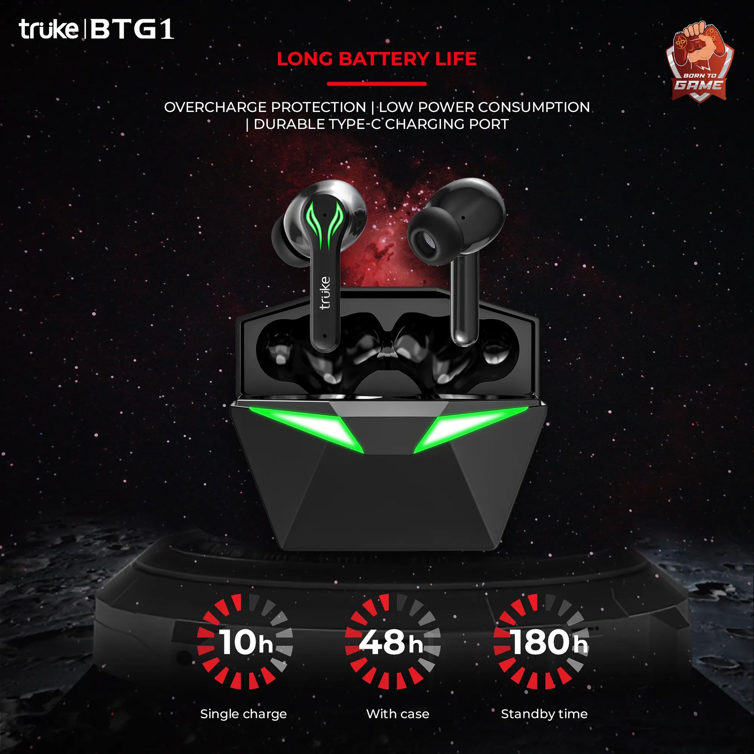 truke BTG 1 E211 TWS Earbuds with Dual Noise Cancellation (IPX4 Sweat & Water Resistant, 48 Hours Playback, Black) truke BTG 1 E211 TWS Earbuds with Dual Noise Cancellation (IPX4 Sweat & Water Resistant, 48 Hours Playback, Black)_5