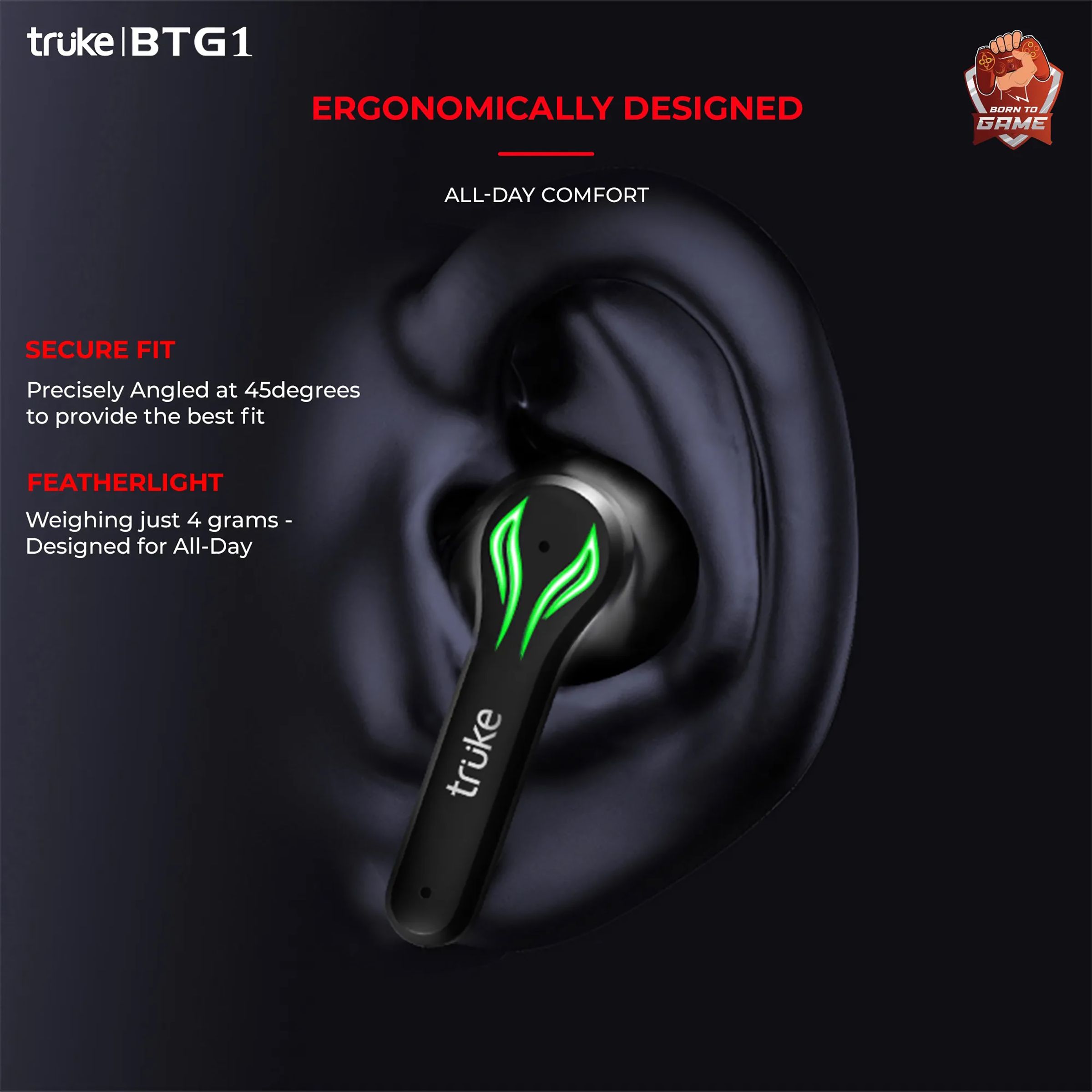 truke BTG 1 E211 TWS Earbuds with Dual Noise Cancellation (IPX4 Sweat & Water Resistant, 48 Hours Playback, Black) truke BTG 1 E211 TWS Earbuds with Dual Noise Cancellation (IPX4 Sweat & Water Resistant, 48 Hours Playback, Black)_2