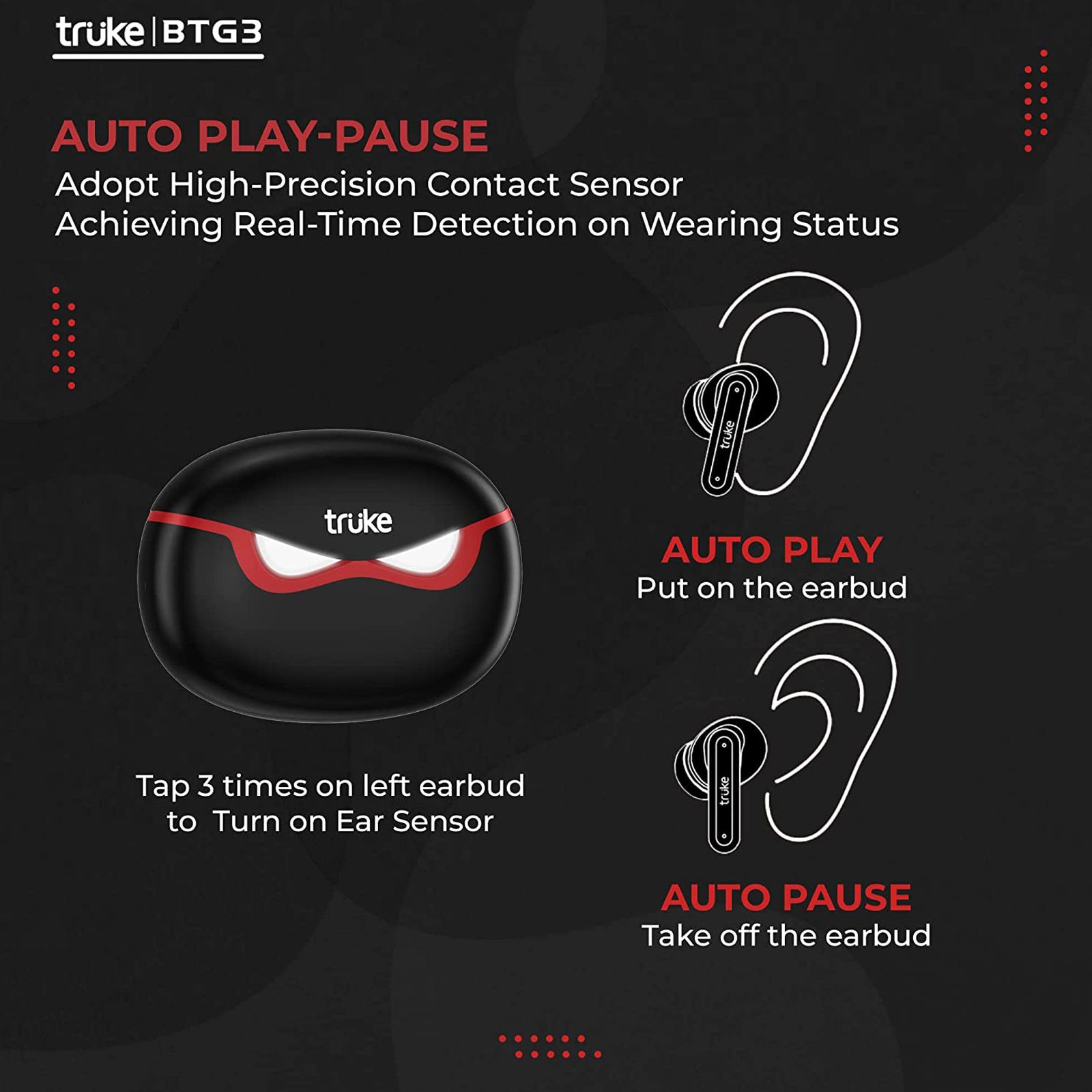 truke BTG 3 E222 TWS Earbuds with AI Noise Cancellation (IPX4 Sweat & Water Resistant, 48 Hours Playback, Black) truke BTG 3 E222 TWS Earbuds with AI Noise Cancellation (IPX4 Sweat & Water Resistant, 48 Hours Playback, Black)_5