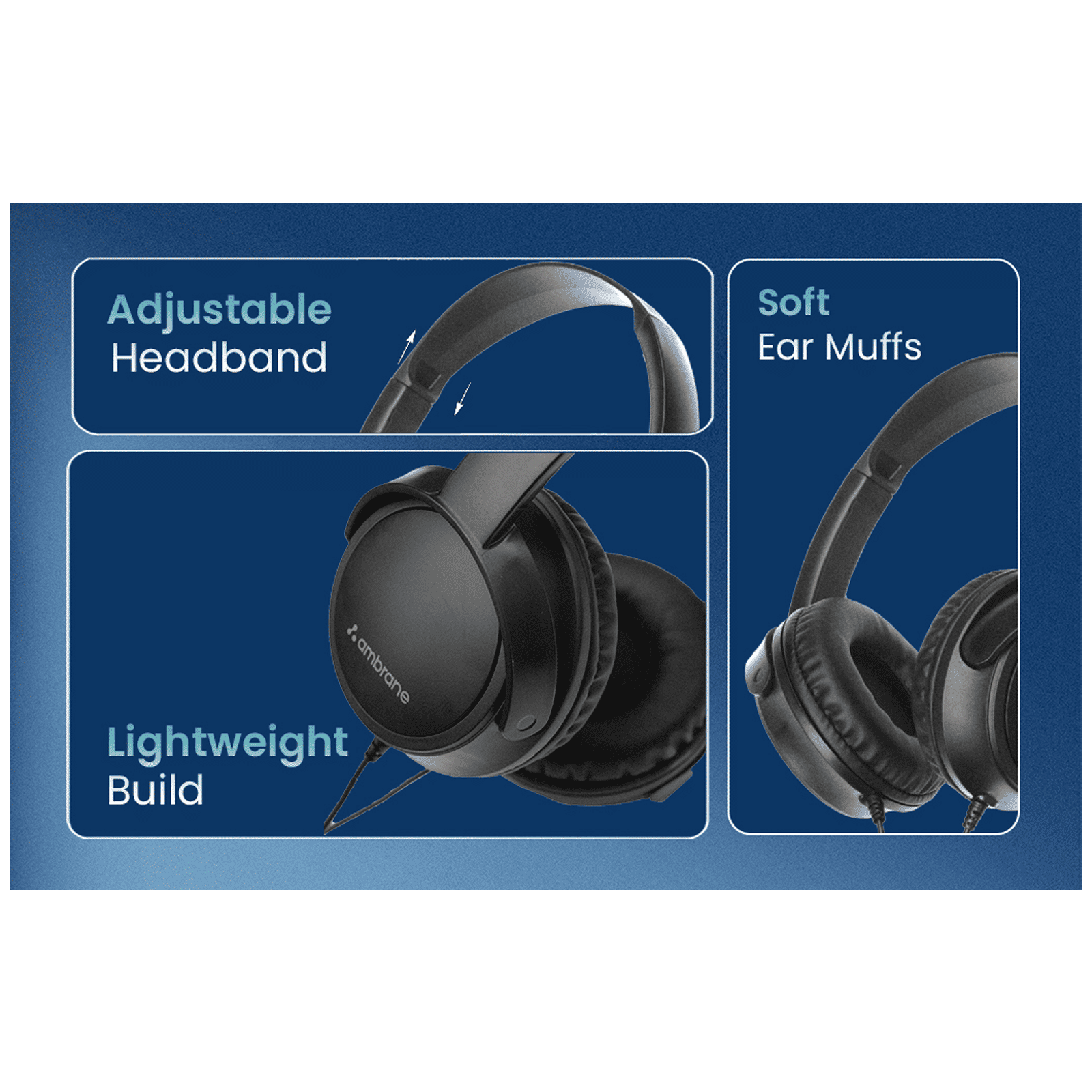 ambrane HP100 FGHP000020 Wired Headphone with Mic (On Ear, Black)_4