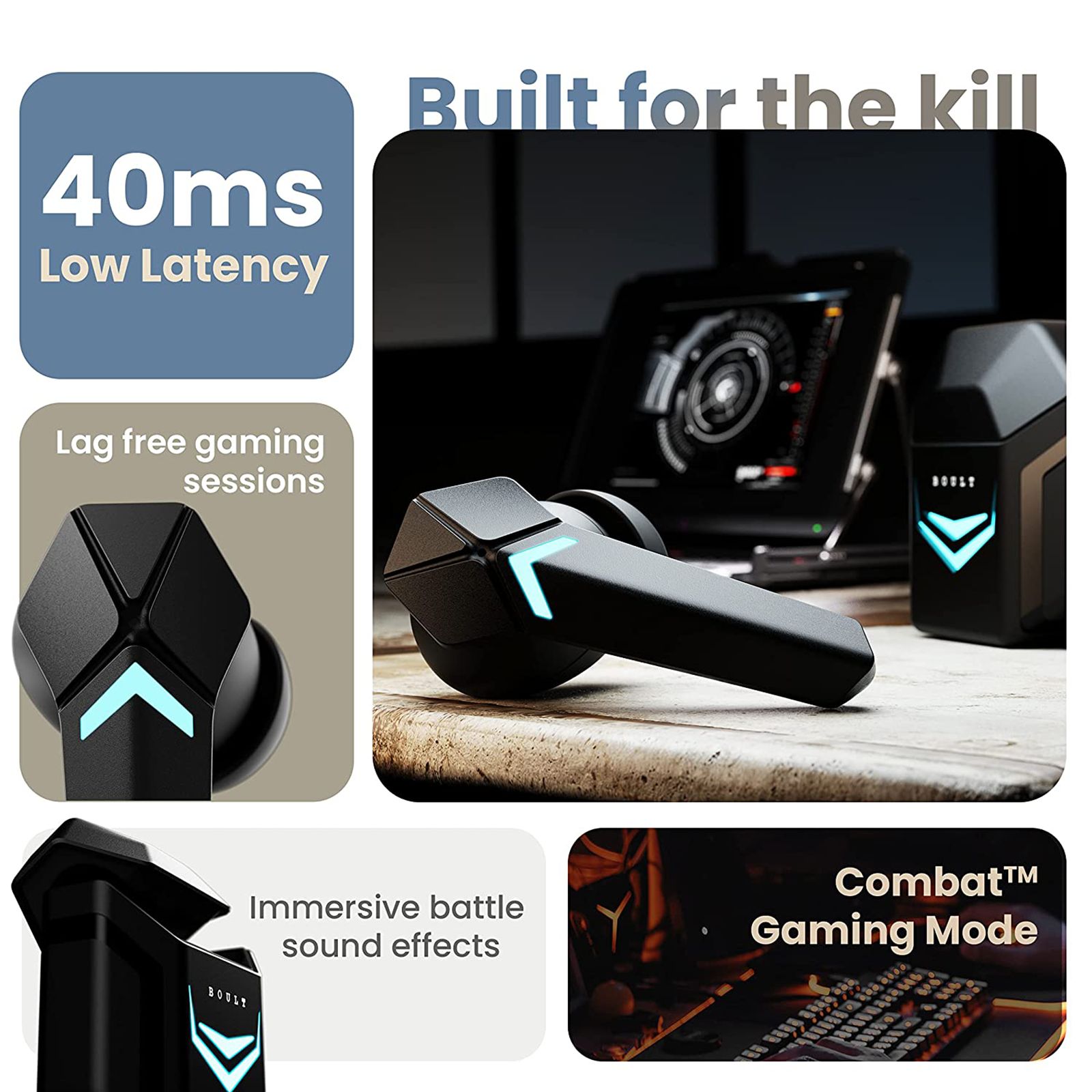 GOBOULT Ammo TWS Earbuds with Environmental Noise Cancellation (IPX5 Water Resistant, Mega Drivers, Black) GOBOULT Ammo TWS Earbuds with Environmental Noise Cancellation (IPX5 Water Resistant, Mega Drivers, Black)_12