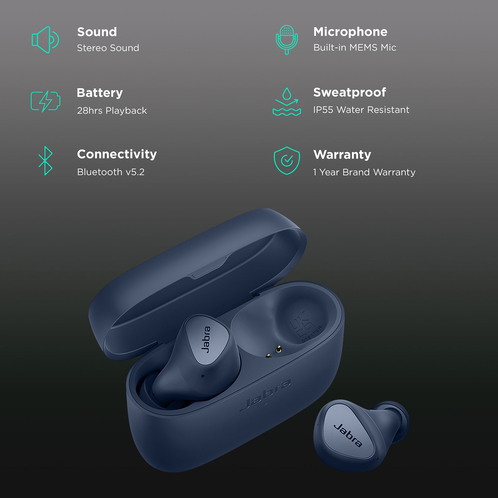 Jabra Elite 4 TWS Earbuds with Active Noise Cancellation (IP55 Water Resistant, Voice Assistant Enabled, Navy) Jabra Elite 4 TWS Earbuds with Active Noise Cancellation (IP55 Water Resistant, Voice Assistant Enabled, Navy)_2
