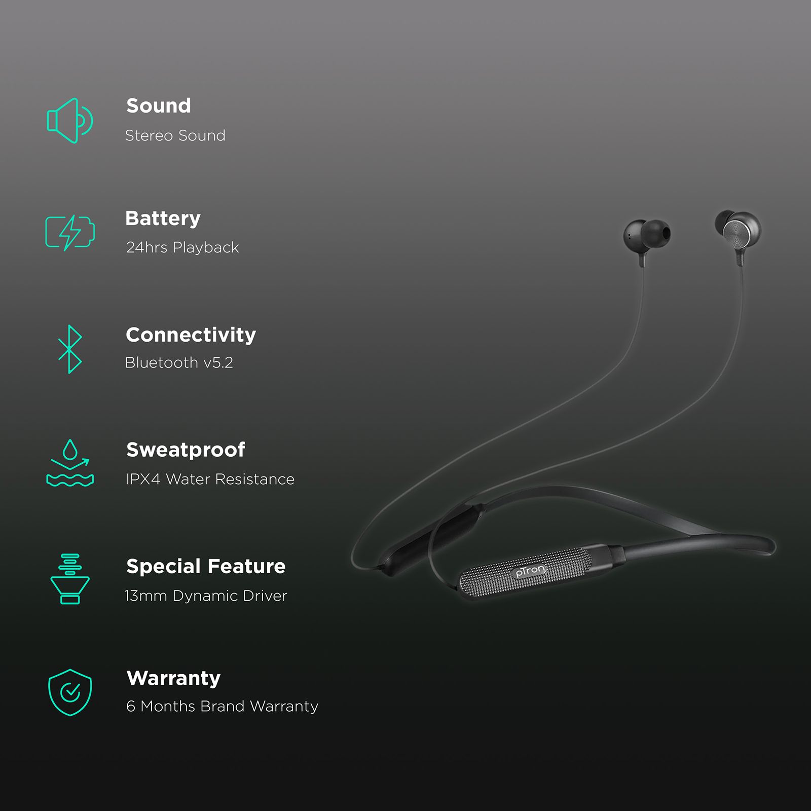 pTron InTunes Classic Neckband with Passive Noise Cancellation (IPX4 Water Resistant, 13mm Drivers, Black) pTron InTunes Classic Neckband with Passive Noise Cancellation (IPX4 Water Resistant, 13mm Drivers, Black)_2