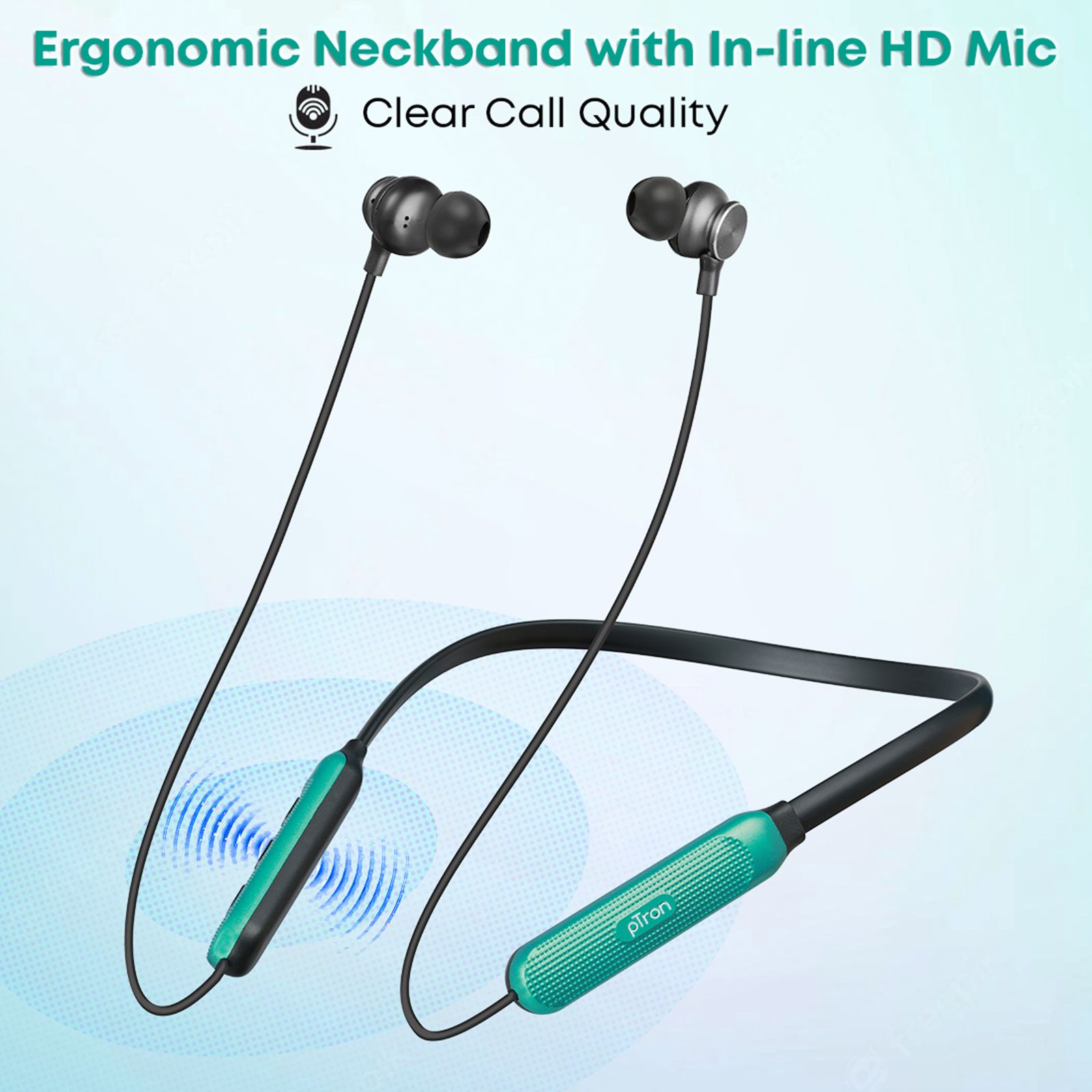 pTron InTunes Classic Neckband with Passive Noise Cancellation (IPX4 Water Resistant, 13mm Drivers, Black|Green) pTron InTunes Classic Neckband with Passive Noise Cancellation (IPX4 Water Resistant, 13mm Drivers, Black|Green)_3