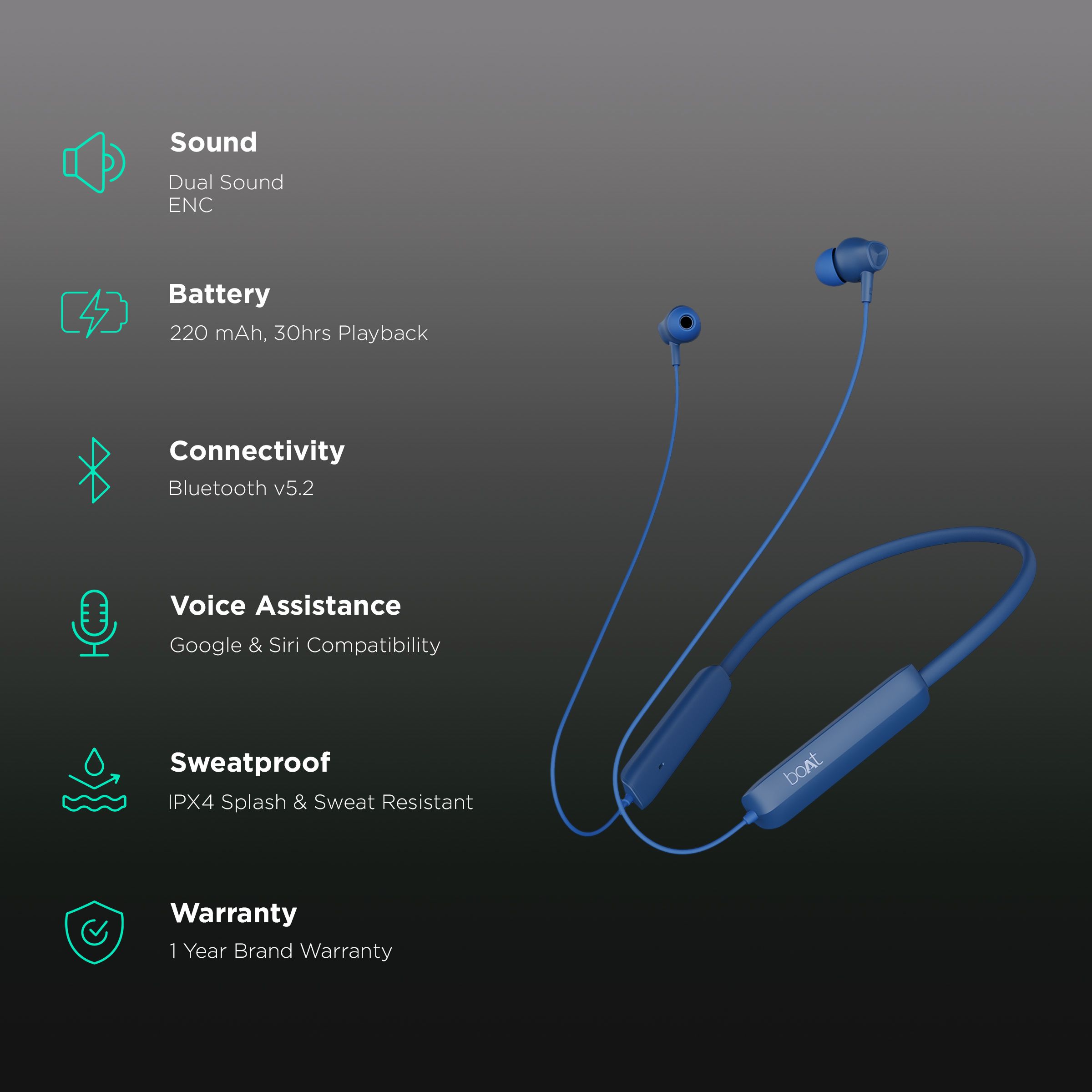 boAt Rockerz Enticer Neckband with Environmental Noise Cancellation (IPX4 Splash & Sweat Resistant, Beast Mode, Blue Enigma) boAt Rockerz Enticer Neckband with Environmental Noise Cancellation (IPX4 Splash & Sweat Resistant, Beast Mode, Blue Enigma)_2