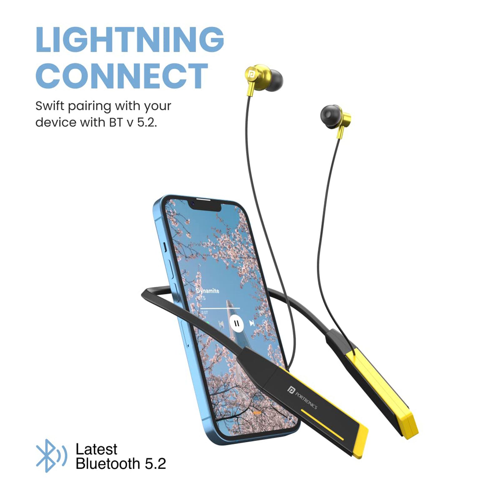 PORTRONICS Harmonics Z2 POR 1722 Neckband with Environmental Noise Cancellation (HD Stereo Bass, Yellow) PORTRONICS Harmonics Z2 POR 1722 Neckband with Environmental Noise Cancellation (HD Stereo Bass, Yellow)_4