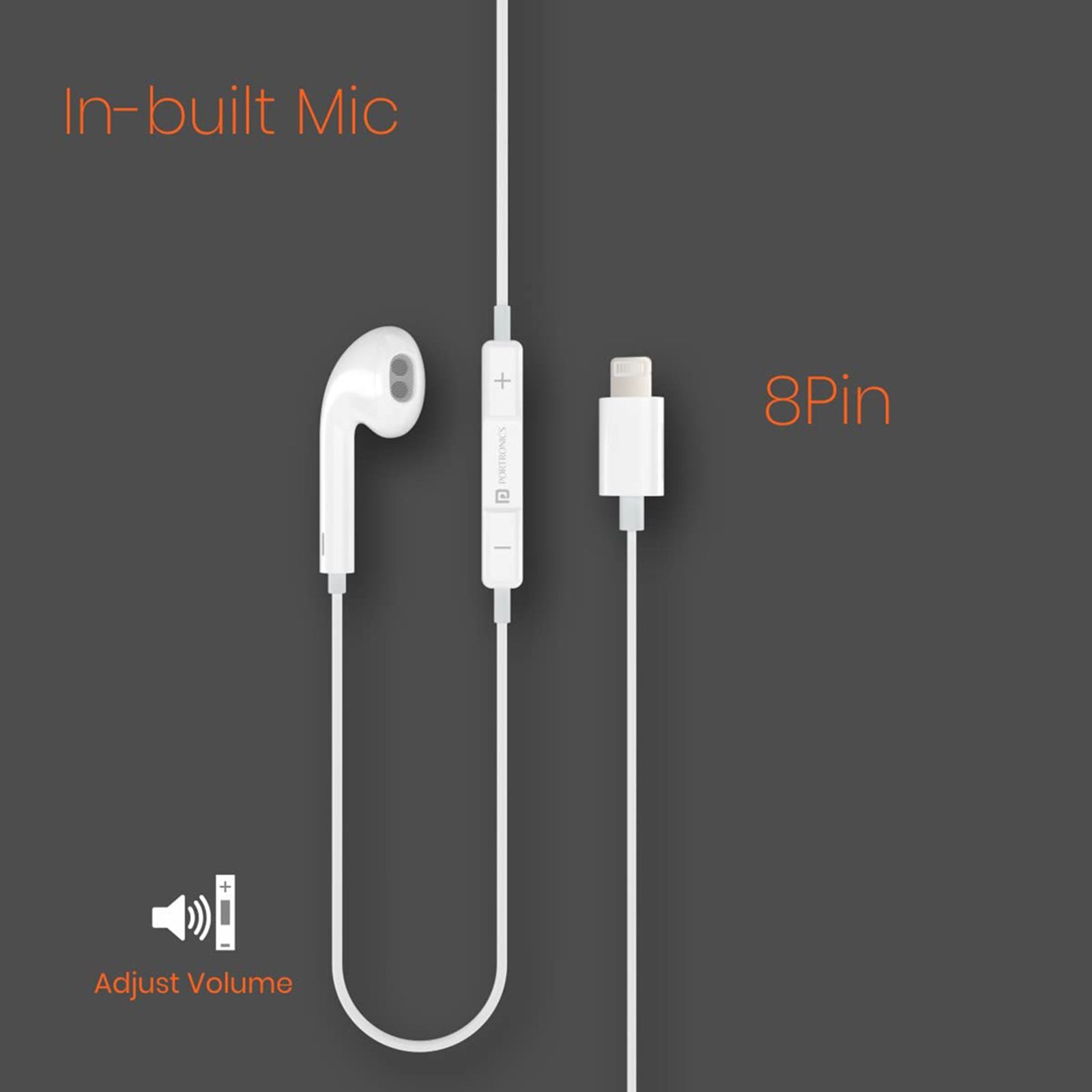 PORTRONICS Conch 40 POR 1421 Wired Earphone with Mic (In Ear, White) PORTRONICS Conch 40 POR 1421 Wired Earphone with Mic (In Ear, White)_3