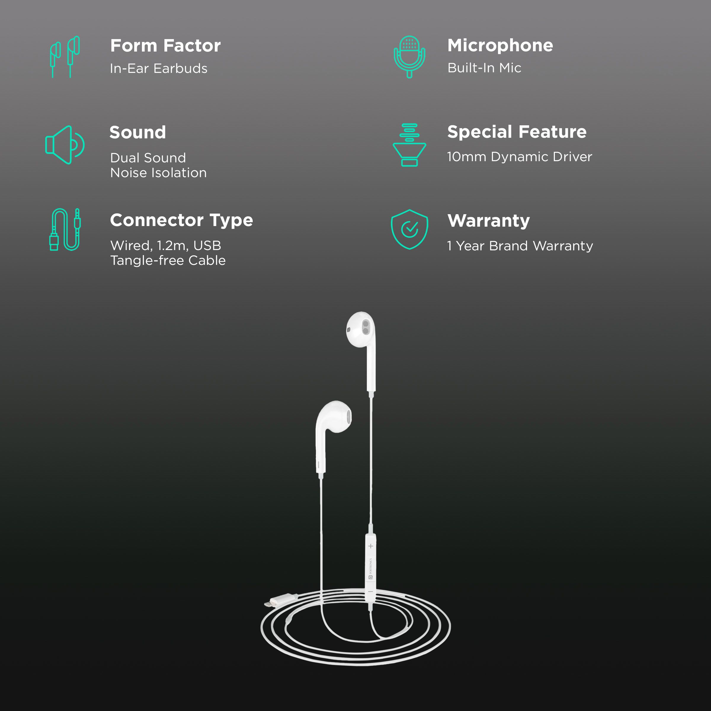 PORTRONICS Conch 40 POR 1421 Wired Earphone with Mic (In Ear, White) PORTRONICS Conch 40 POR 1421 Wired Earphone with Mic (In Ear, White)_2
