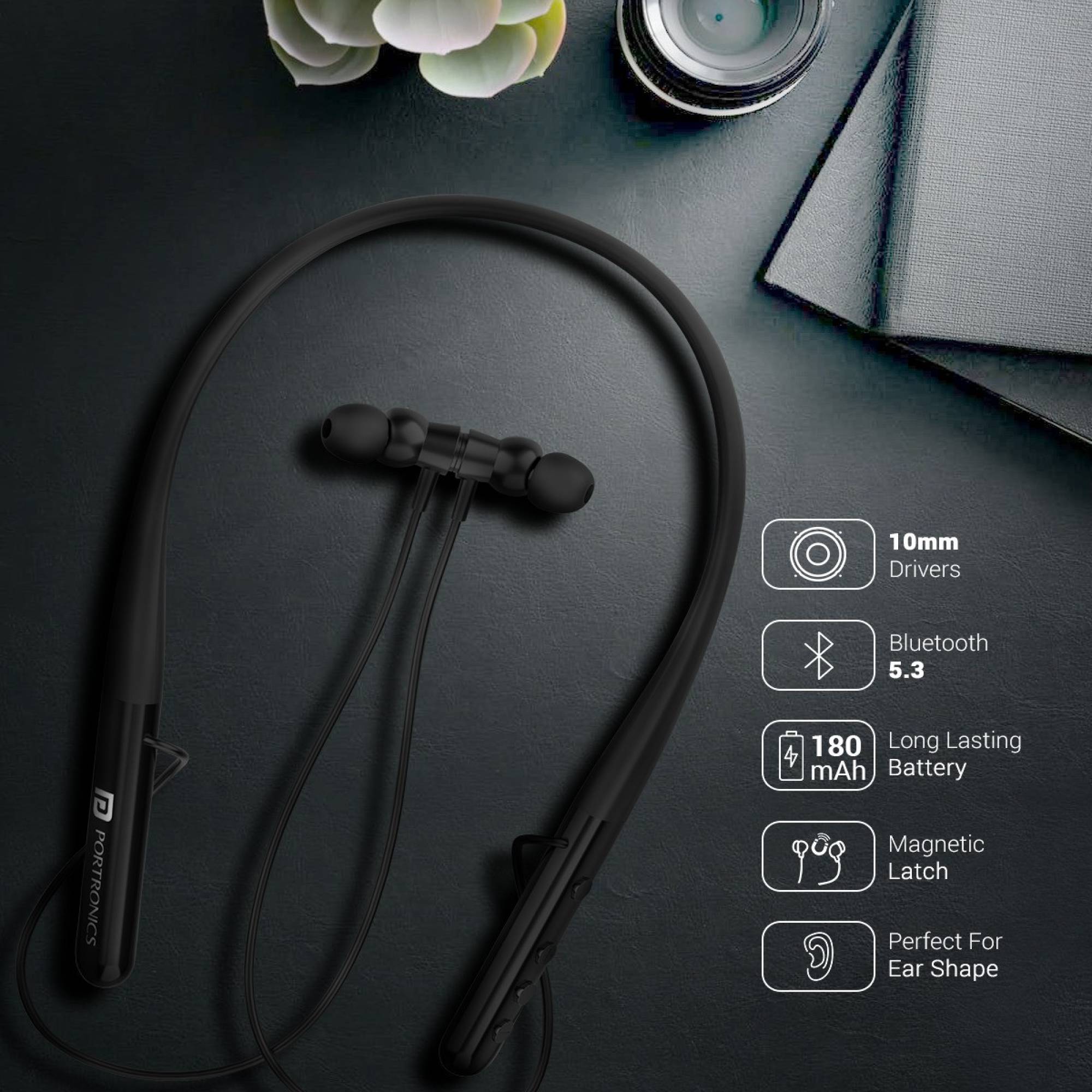 PORTRONICS Harmonics Z4 Neckband (IPX4 Water Resistant, Game Mode, Black) PORTRONICS Harmonics Z4 Neckband (IPX4 Water Resistant, Game Mode, Black)_4
