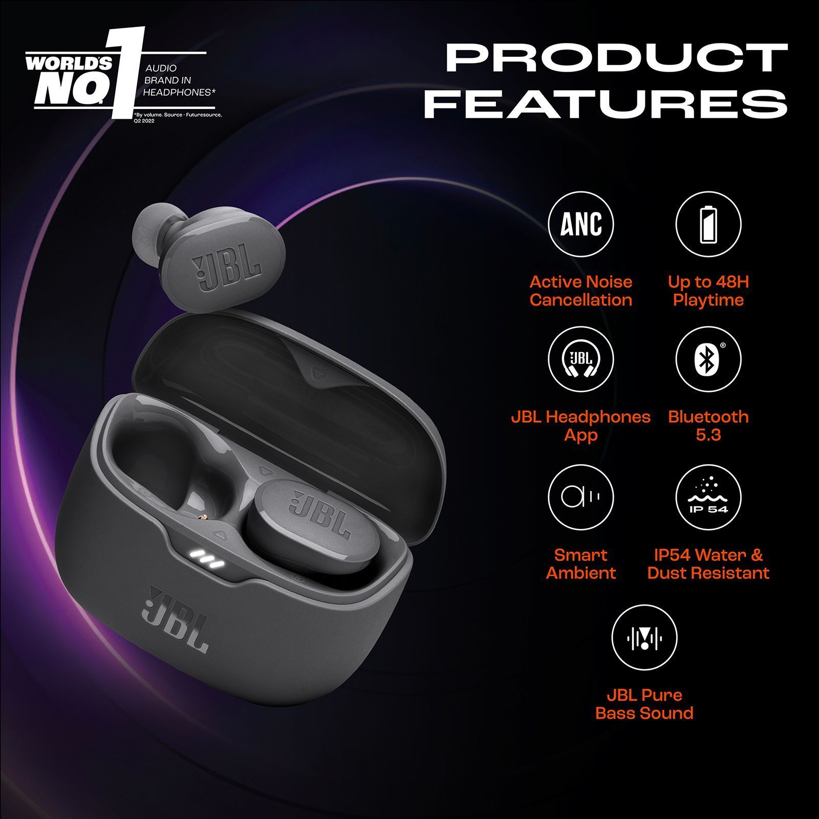 JBL Tune Buds JBLTBUDSBLK TWS Earbuds with Active Noise Cancellation (IP54 Water Resistance, Pure Bass Sound, Black)_13