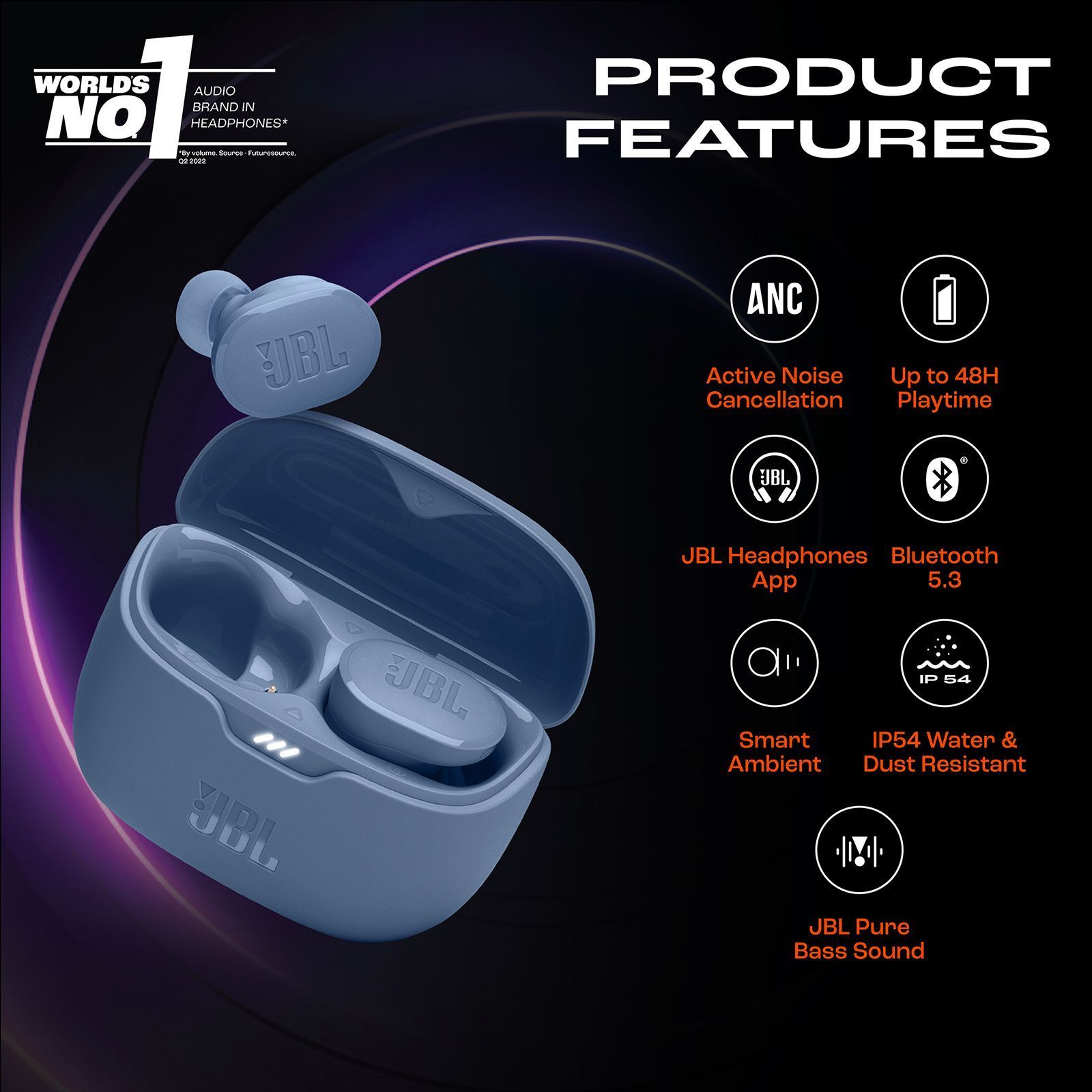 JBL Tune Buds JBLTBUDSBLU TWS Earbuds with Active Noise Cancellation (IP54 Water Resistance, Pure Bass Sound, Blue) JBL Tune Buds JBLTBUDSBLU TWS Earbuds with Active Noise Cancellation (IP54 Water Resistance, Pure Bass Sound, Blue)_13