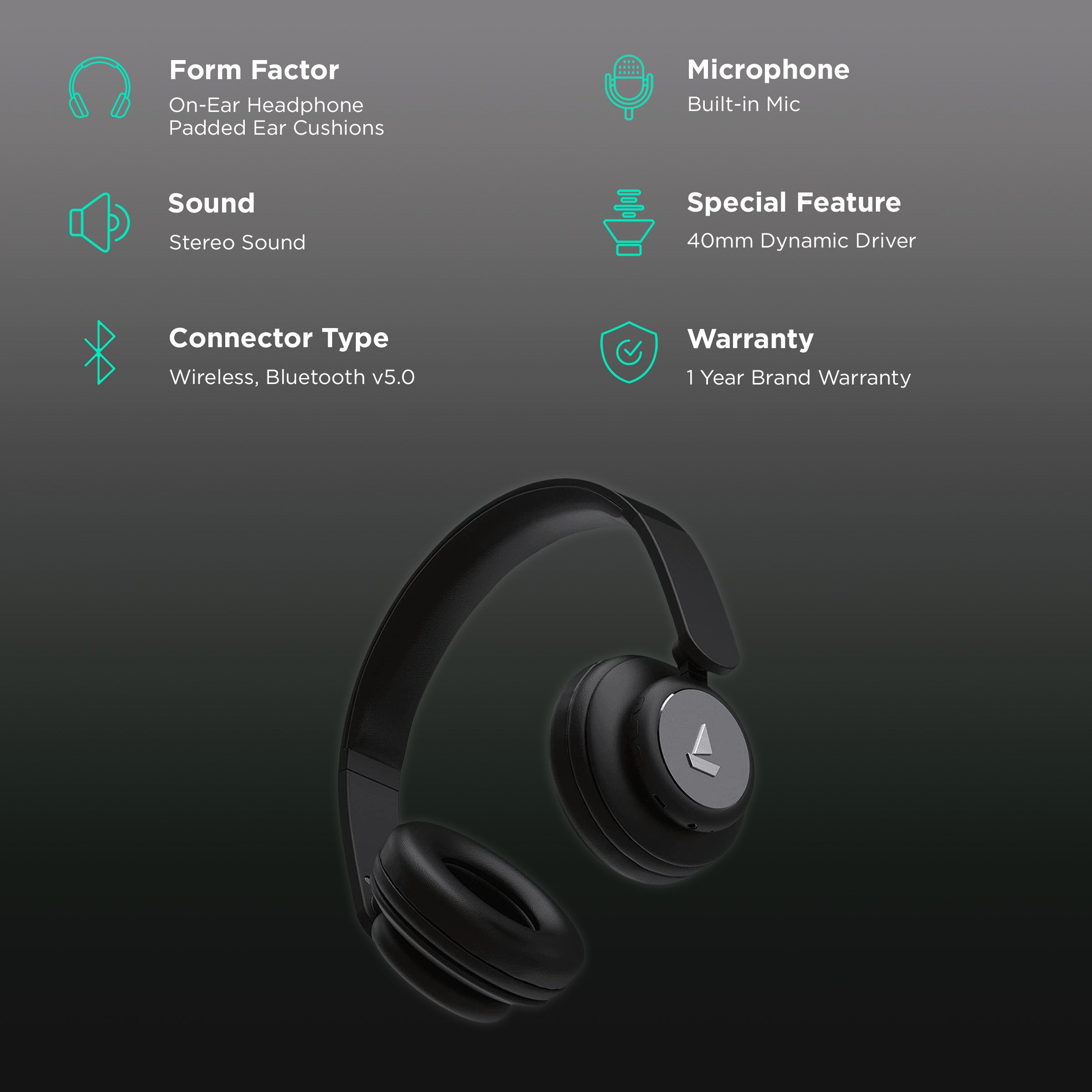boAt Rockerz 450 Bluetooth Headphone with Mic (Dual Connectivity, On Ear, Luscious Black) boAt Rockerz 450 Bluetooth Headphone with Mic (Dual Connectivity, On Ear, Luscious Black)_2