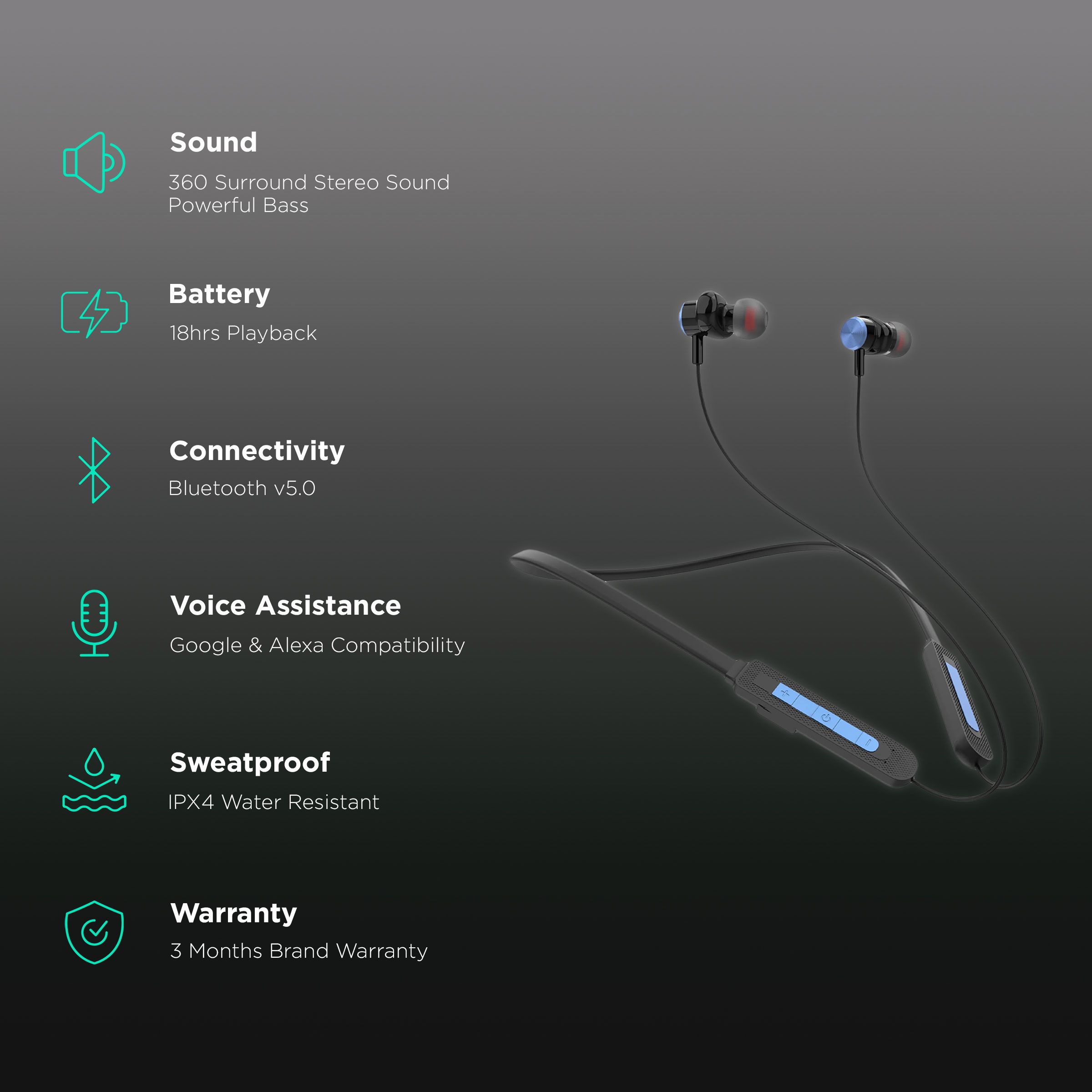 GIZmore Melody MN218 Neckband (IPX4 Water Resistant, Quick Charging Technology, Blue)_2