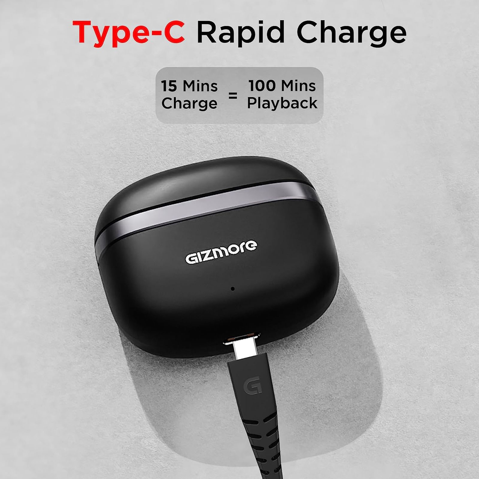 GIZmore 809 Pro TWS Earbuds with Environmental Noise Cancellation (IPX5 Water Resistant, Single Touch Voice Control, Black)_6