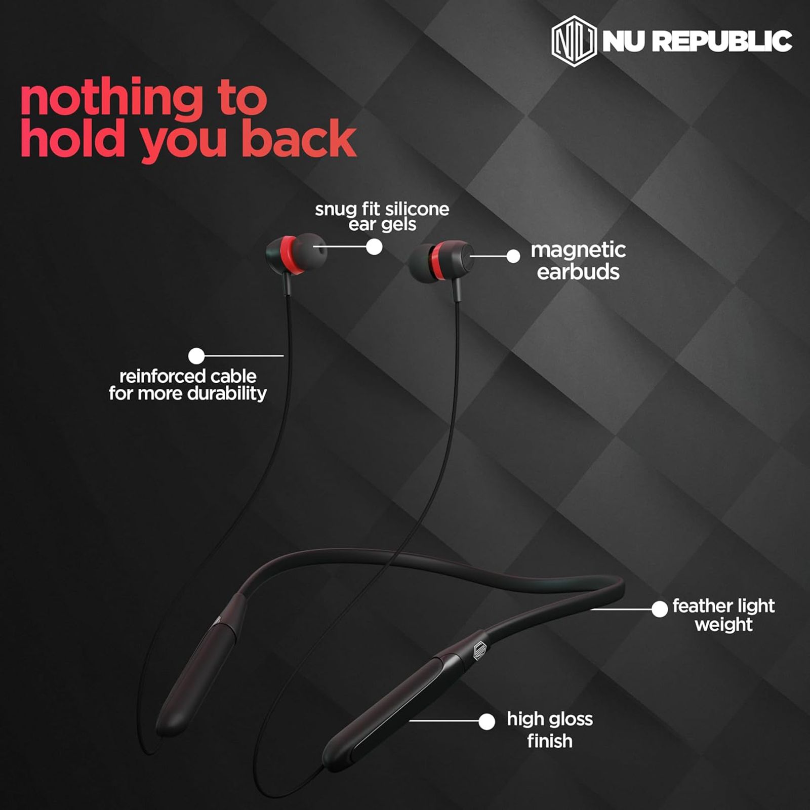Nu Republic Jive J2 Neckband with Passive Noise Isolation ( X-Bass Technology, Red) Nu Republic Jive J2 Neckband with Passive Noise Isolation ( X-Bass Technology, Red)_10