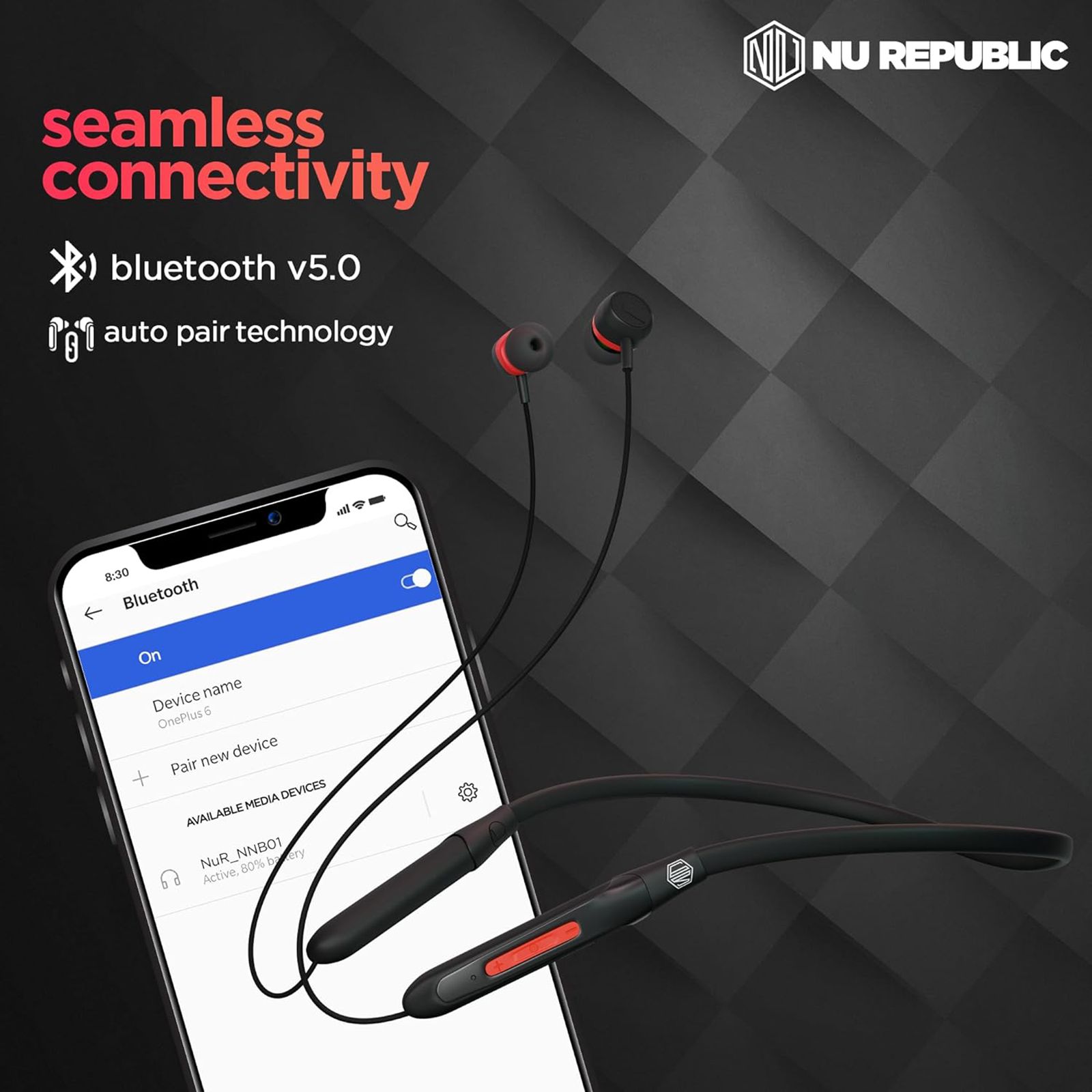 Nu Republic Jive J2 Neckband with Passive Noise Isolation ( X-Bass Technology, Red) Nu Republic Jive J2 Neckband with Passive Noise Isolation ( X-Bass Technology, Red)_7