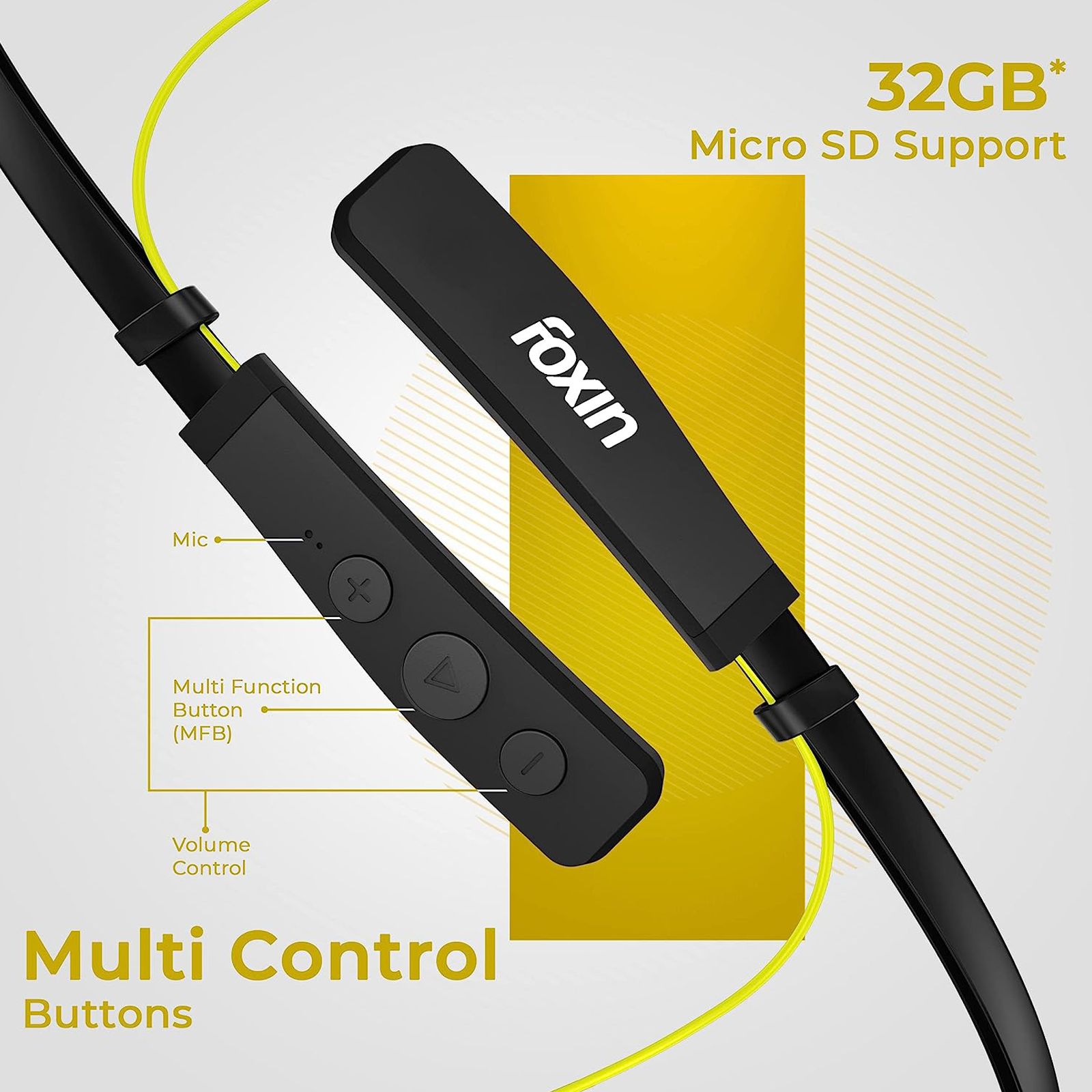 Foxin FoxBeat 131 FOXNBD0007 Neckband (Magnetic Functions, Blazing Yellow) Foxin FoxBeat 131 FOXNBD0007 Neckband (Magnetic Functions, Blazing Yellow)_10