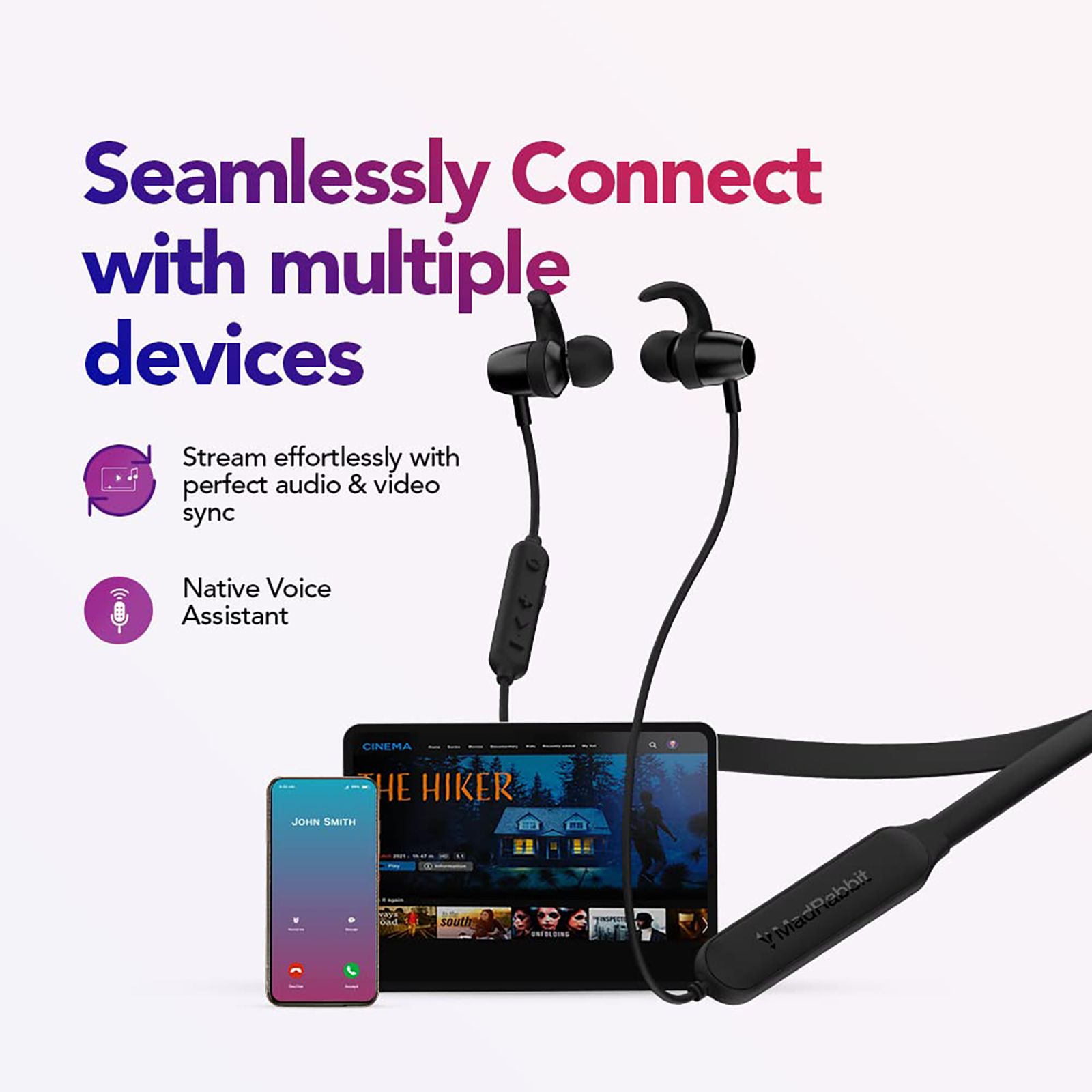 MadRabbit Trip Pro Neckband with Environmental Noise Cancellation (IPX5 Water Resistant, Magnetic Hall Sensor, Black)_13