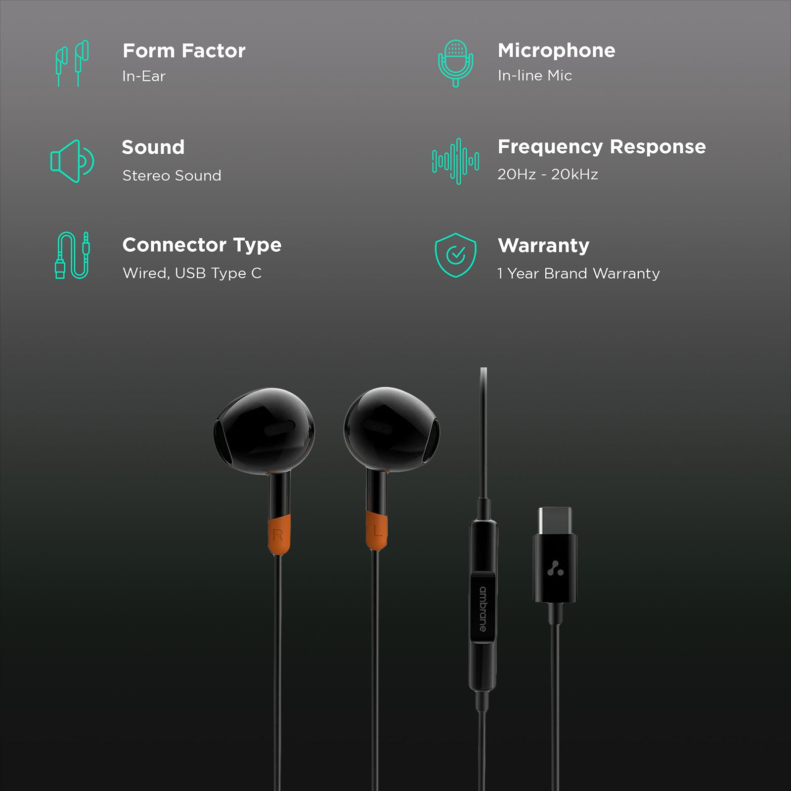 ambrane Beats T02 Wired Earphone with Mic (In Ear, Black) ambrane Beats T02 Wired Earphone with Mic (In Ear, Black)_2