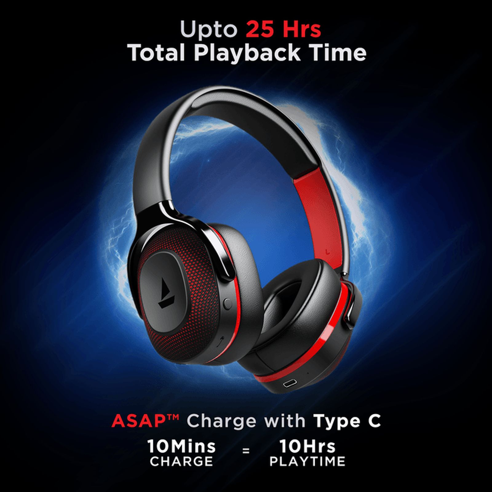 boAt Rockerz 425 Bluetooth Headphone with Mic (Environmental Noise Cancellation, Over Ear, Active Black)_6