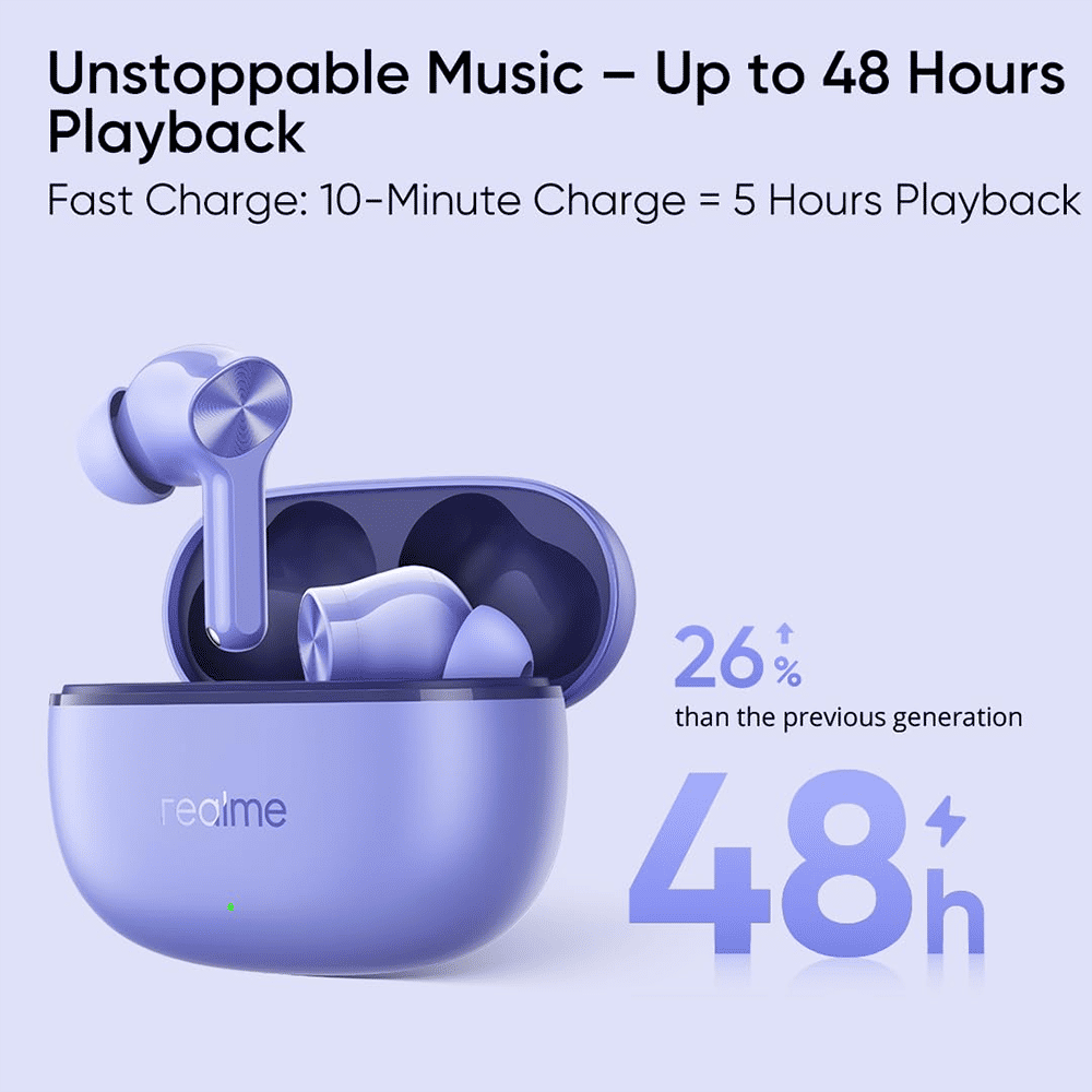 realme Buds T200 Lite TWS Earbuds with Environmental Noise Cancellation (IPX4 Water Resistant, Dual Device Connection, Aurora Purple) realme Buds T200 Lite TWS Earbuds with Environmental Noise Cancellation (IPX4 Water Resistant, Dual Device Connection, Aurora Purple)_8