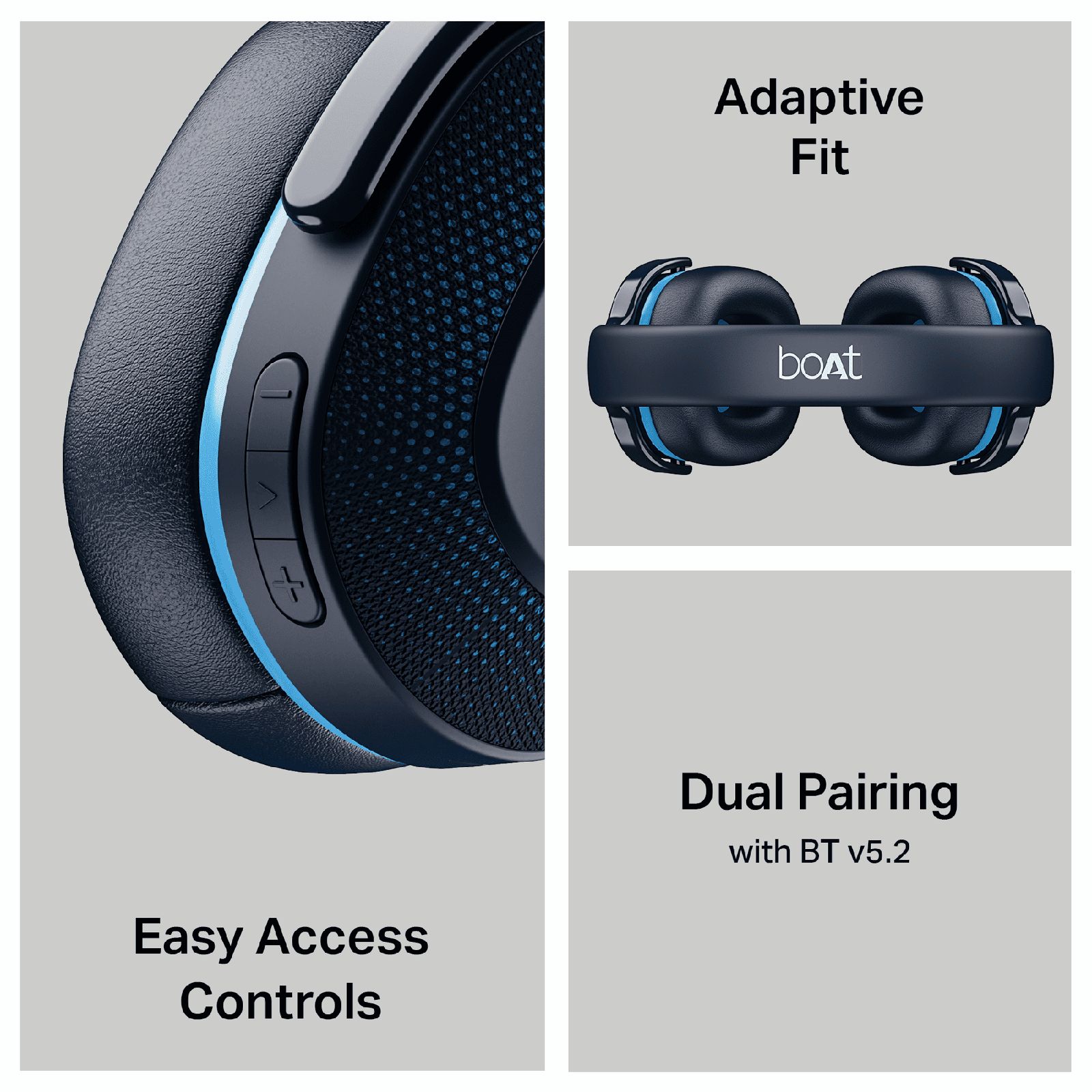 boAt Rockerz 413 Bluetooth Headphone with Mic (60 Hours Playback, Over Ear, Oceana Blue)_4