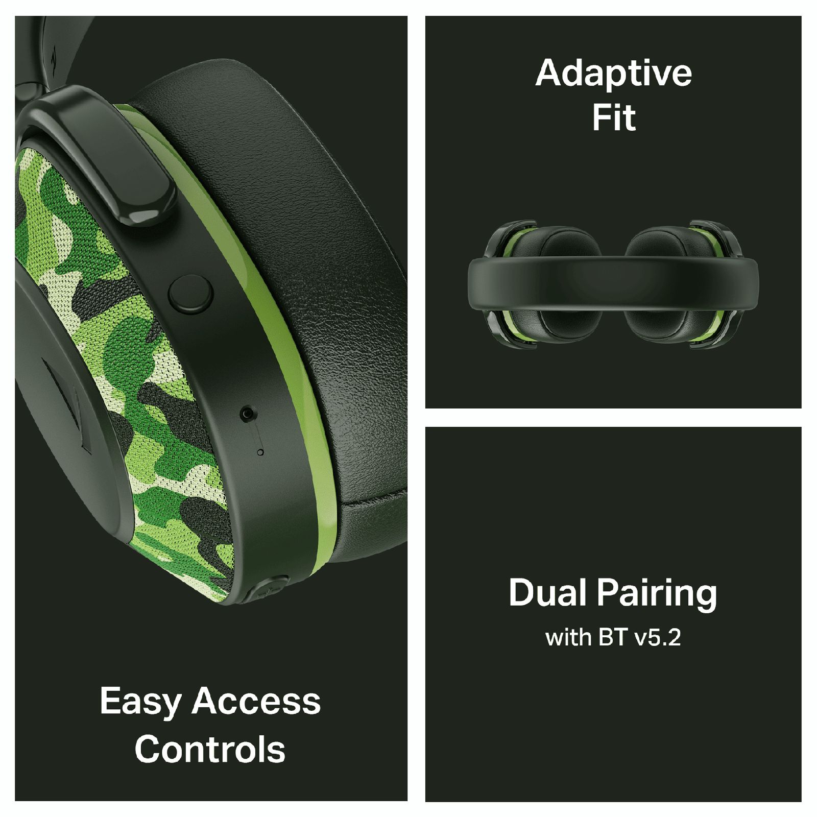 boAt Rockerz 413 Bluetooth Headphone with Mic (60 Hours Playback, Over Ear, Army Green)_7