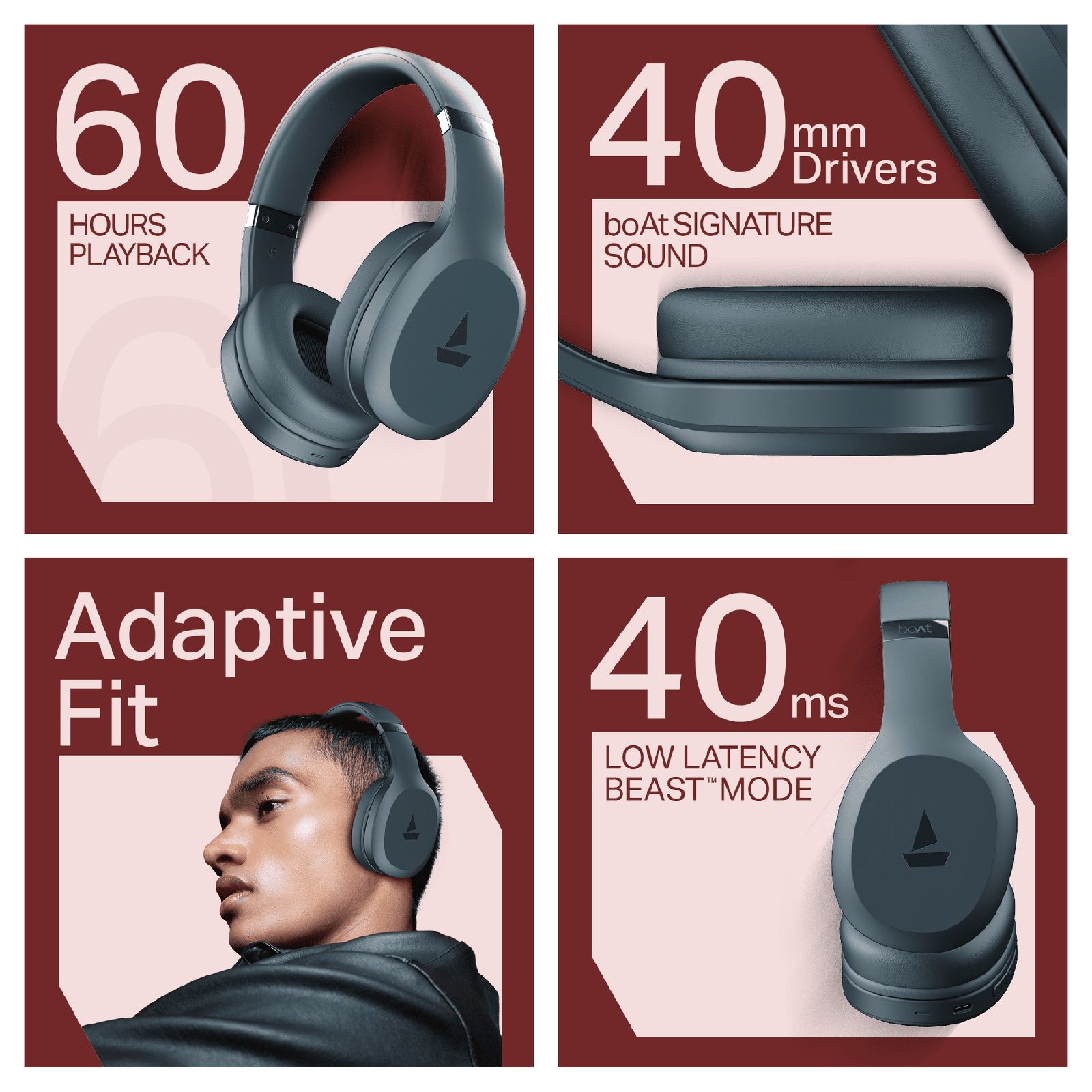 boAt Rockerz 412 Bluetooth Headphone with Mic (60 Hours Playback, Over Ear, Bold Blue) boAt Rockerz 412 Bluetooth Headphone with Mic (60 Hours Playback, Over Ear, Bold Blue)_8