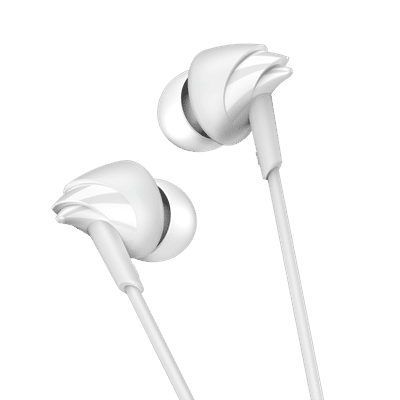 boAt BassHeads 212L Wired Earphone with Mic (3.5mm L-Shaped Connector, In Ear, Active White)
