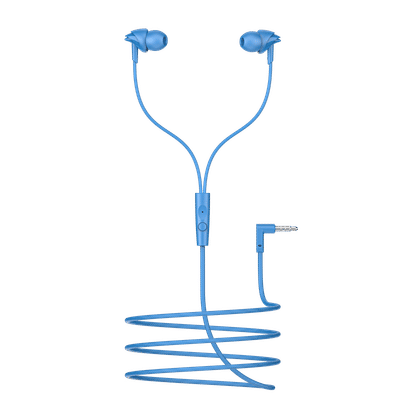 boAt BassHeads 212L Wired Earphone with Mic (3.5mm L-Shaped Connector, In Ear, Active Blue)