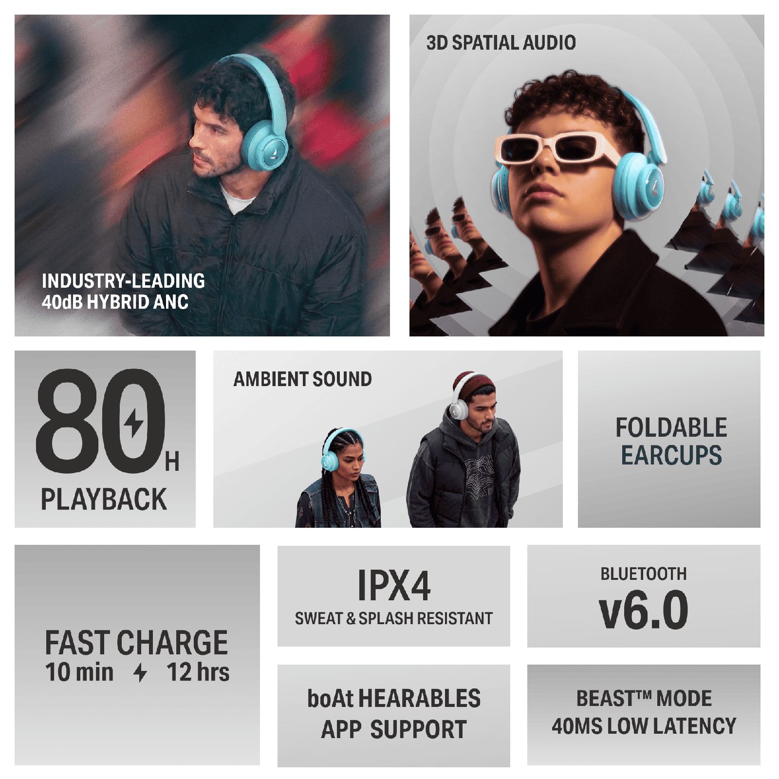 boAt Rockerz Plus 450 PA0056 Bluetooth Headphone with Mic (Hybrid Active Noise Cancellation, Over Ear, Black Sabre) boAt Rockerz Plus 450 PA0056 Bluetooth Headphone with Mic (Hybrid Active Noise Cancellation, Over Ear, Black Sabre)_8
