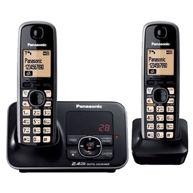 Panasonic Duo Cordless Phone (KX-TG3722BX, Black) Panasonic Duo Cordless Phone (KX-TG3722BX, Black)_1